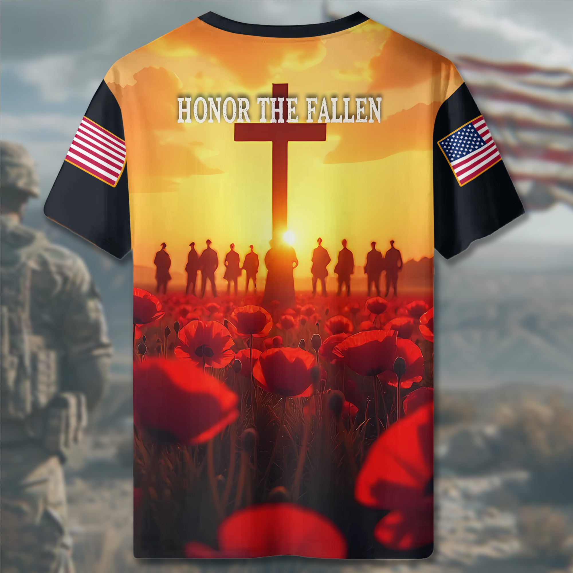 Honor the Fallen Remember Their Sacrifice Proud Tribute to Those Who Gave All for Freedom All-over Print T-Shirt