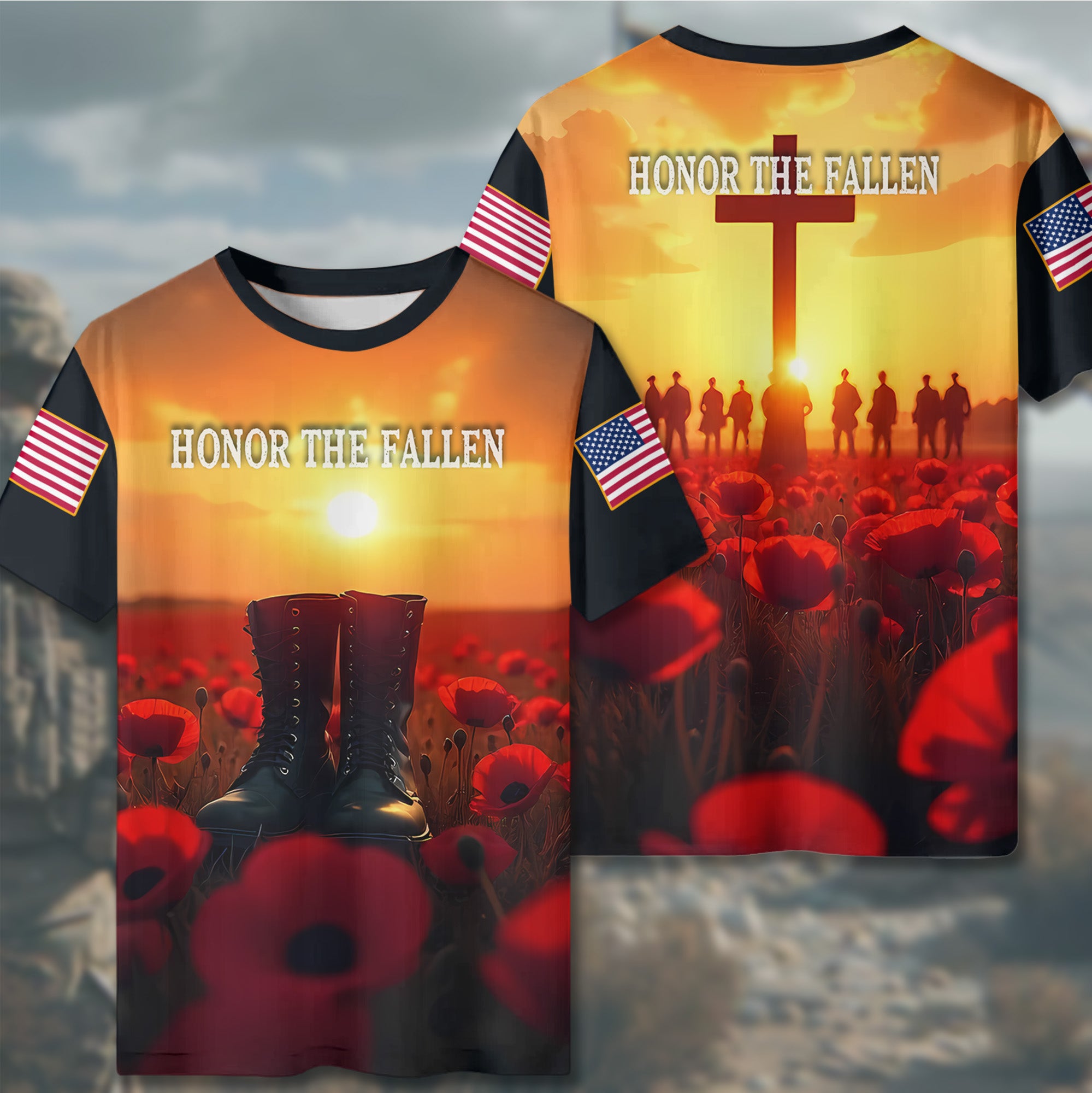 Honor the Fallen Remember Their Sacrifice Proud Tribute to Those Who Gave All for Freedom All-over Print T-Shirt
