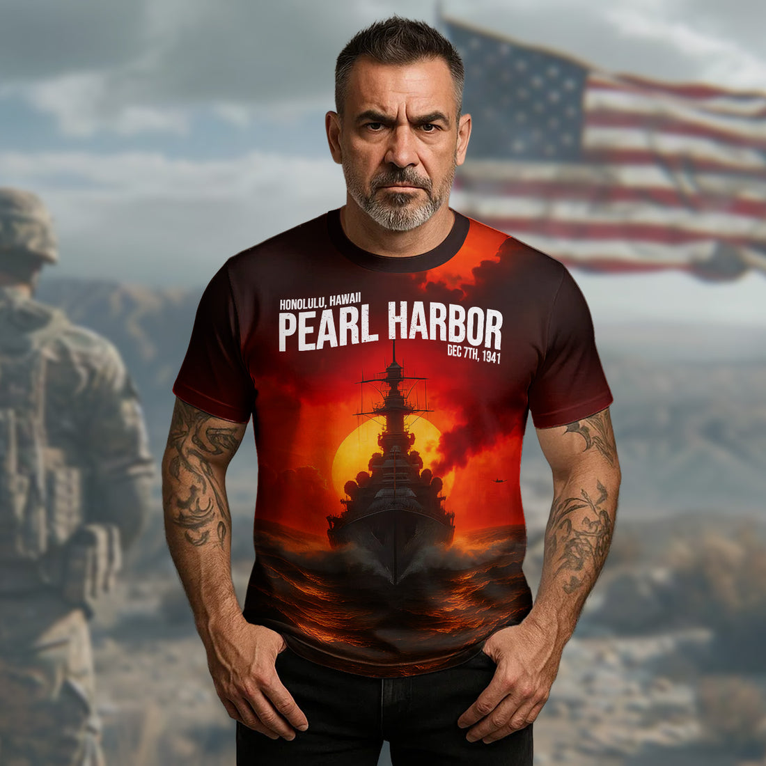 Pearl Harbor Honolulu Hawaii Dec 7th 1941 Remembering the Day of Infamy Honoring the Fallen All-over Print T-Shirt
