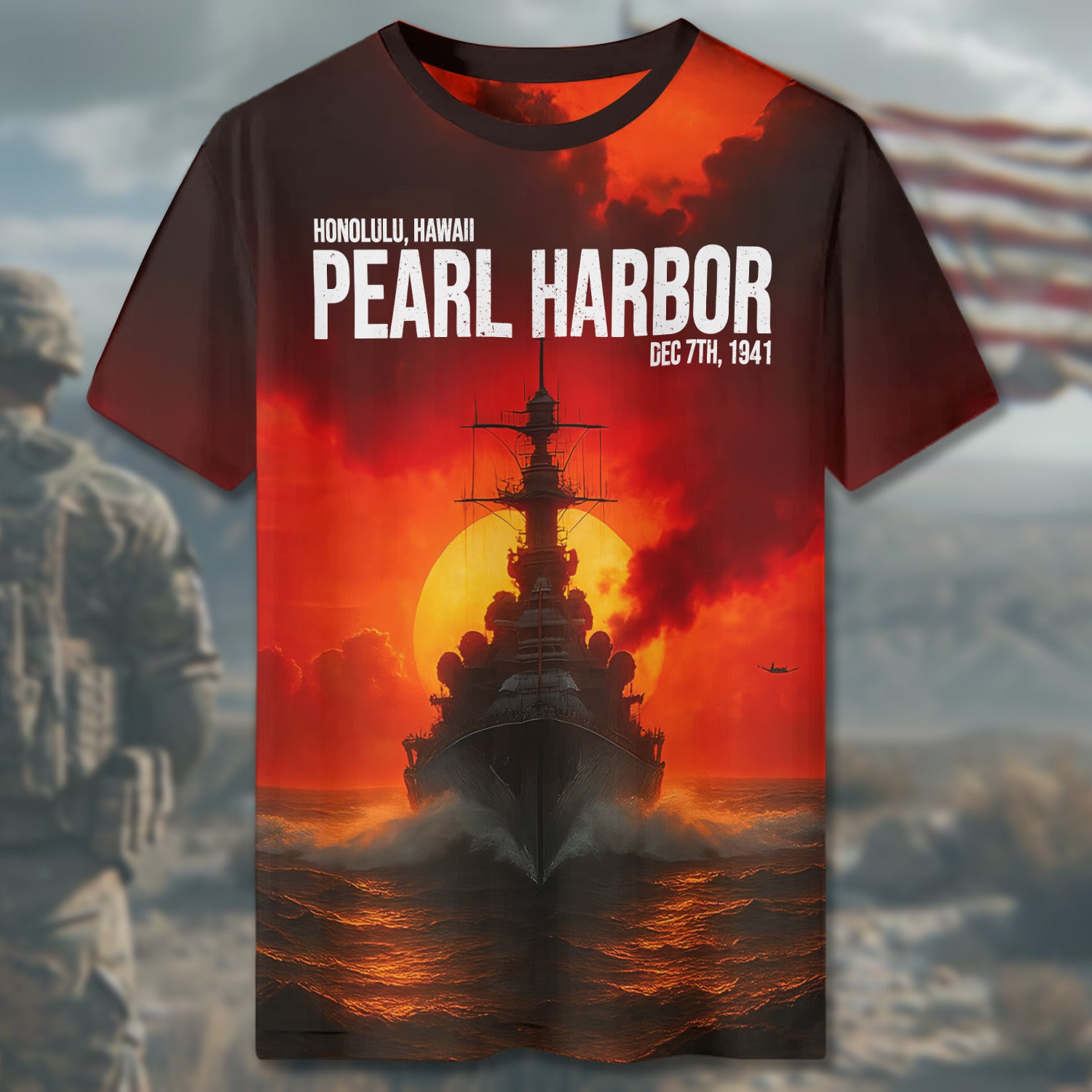 Pearl Harbor Honolulu Hawaii Dec 7th 1941 Remembering the Day of Infamy Honoring the Fallen All-over Print T-Shirt