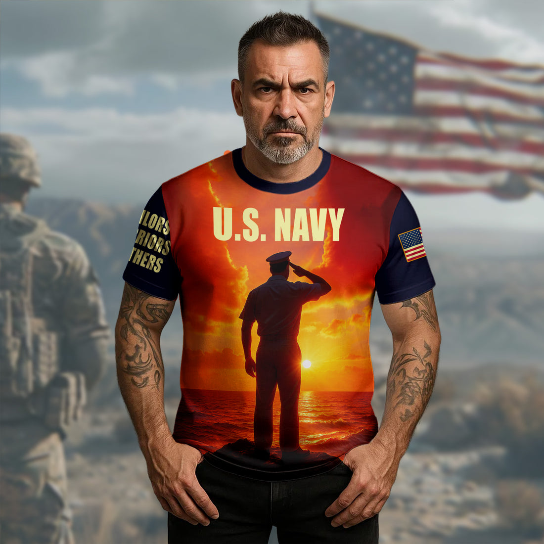 U.S. Navy We Were Sailors Warriors Brothers Bound by Honor Courage and Brotherhood Forever All-over Print T-Shirt