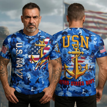 U.S. Navy Strength at Sea Forged by Honor Driven by Courage Dedicated to Freedom and Service All-over Print T-Shirt