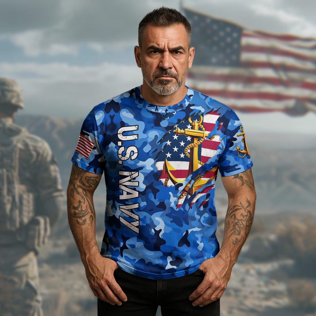 U.S. Navy Strength at Sea Forged by Honor Driven by Courage Dedicated to Freedom and Service All-over Print T-Shirt