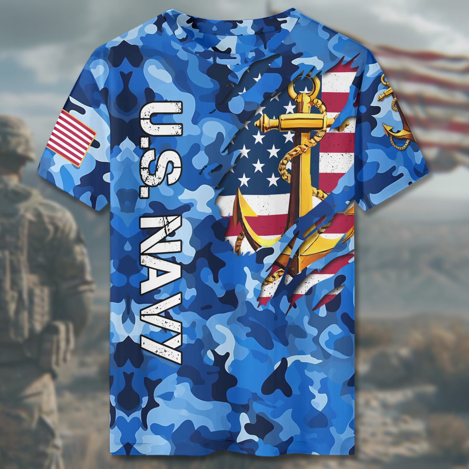 U.S. Navy Strength at Sea Forged by Honor Driven by Courage Dedicated to Freedom and Service All-over Print T-Shirt