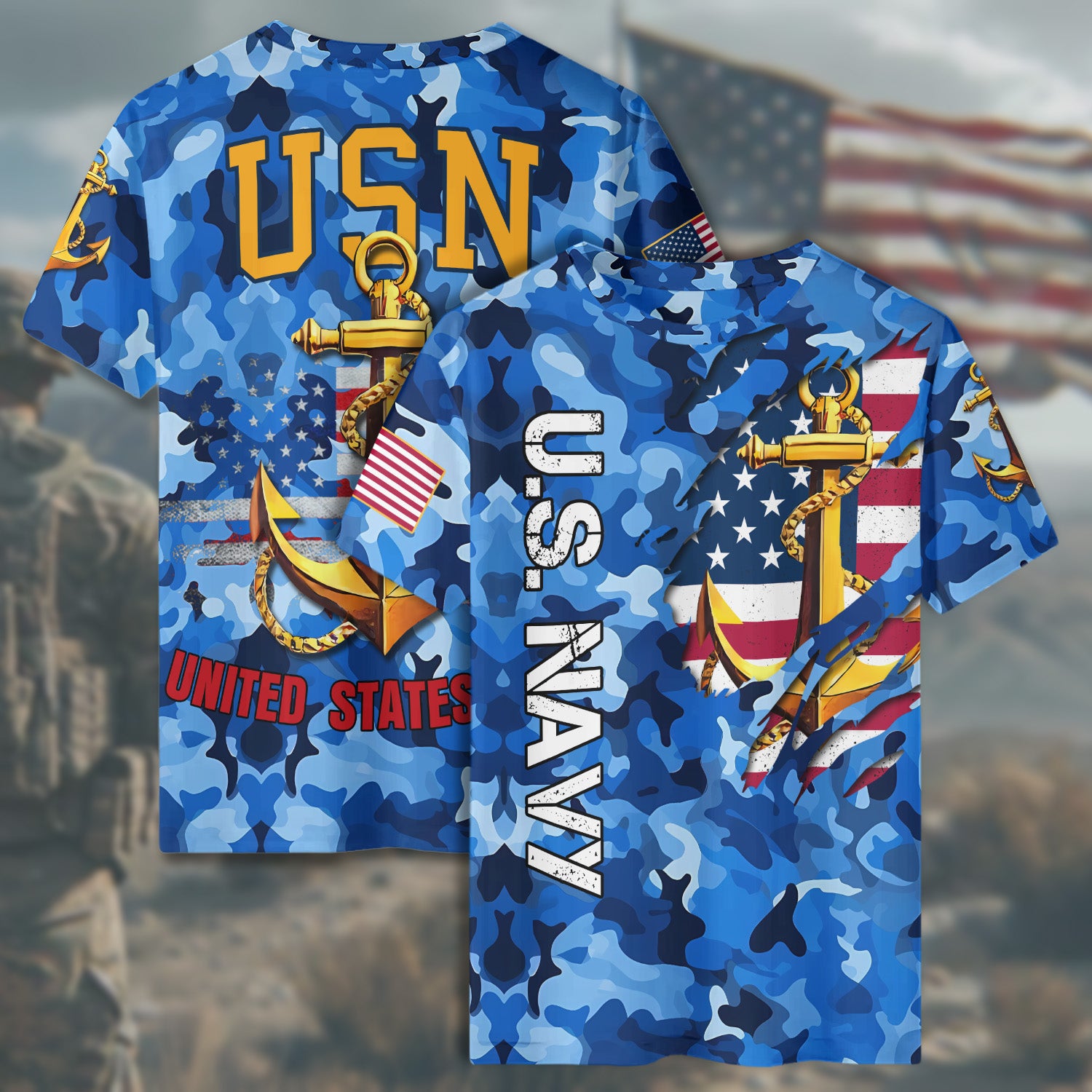 U.S. Navy Strength at Sea Forged by Honor Driven by Courage Dedicated to Freedom and Service All-over Print T-Shirt
