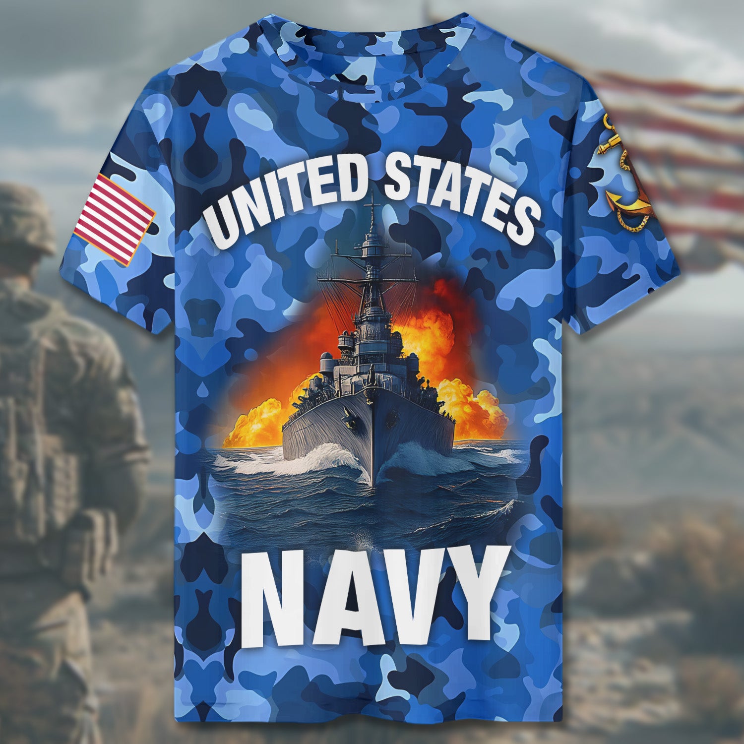 United States Navy Honor Courage Commitment Proudly Serving with Strength Duty and Integrity All-over Print Personalized T-Shirt