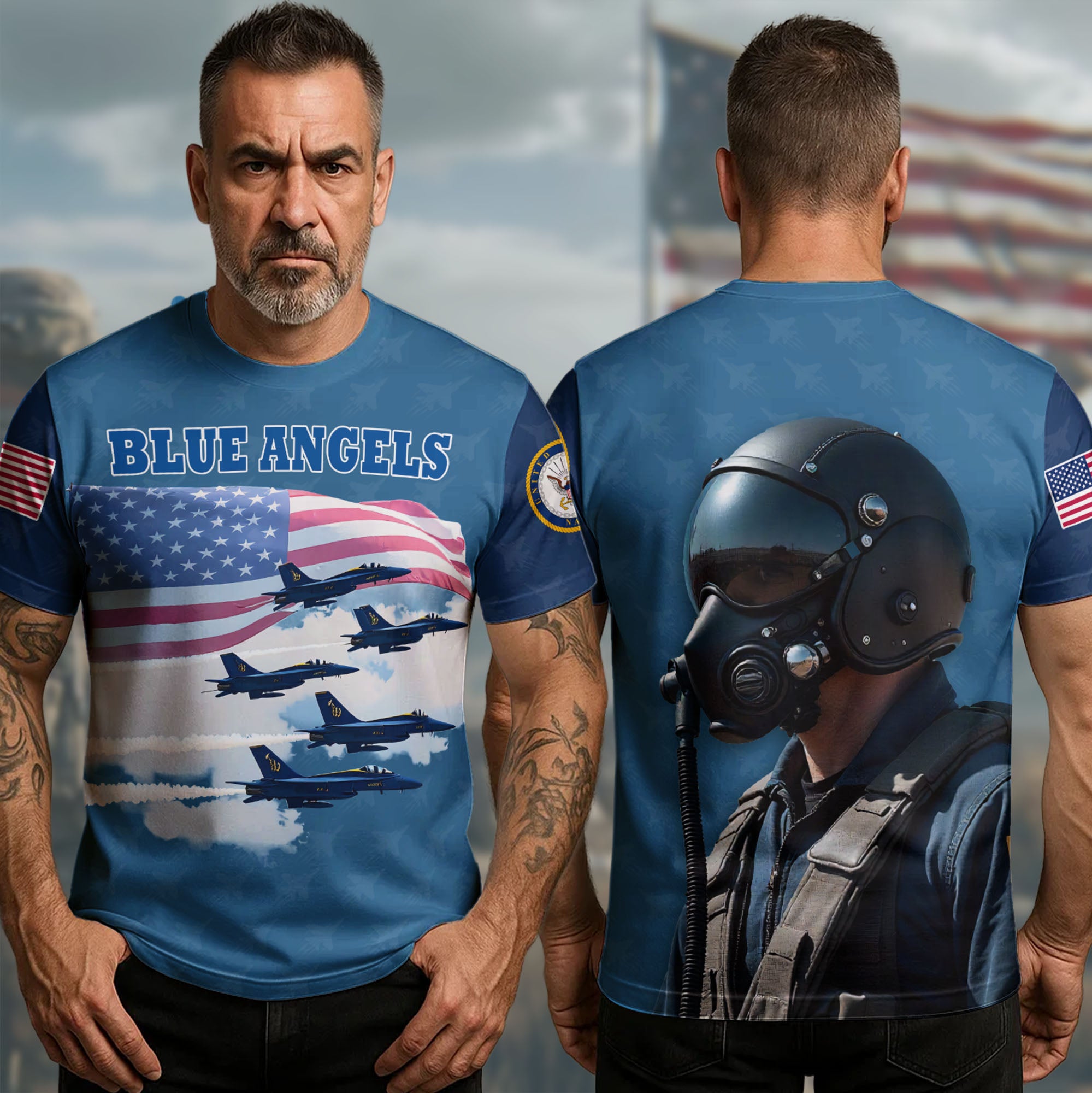 Blue Angels Precision in All-over Print T-Shirt