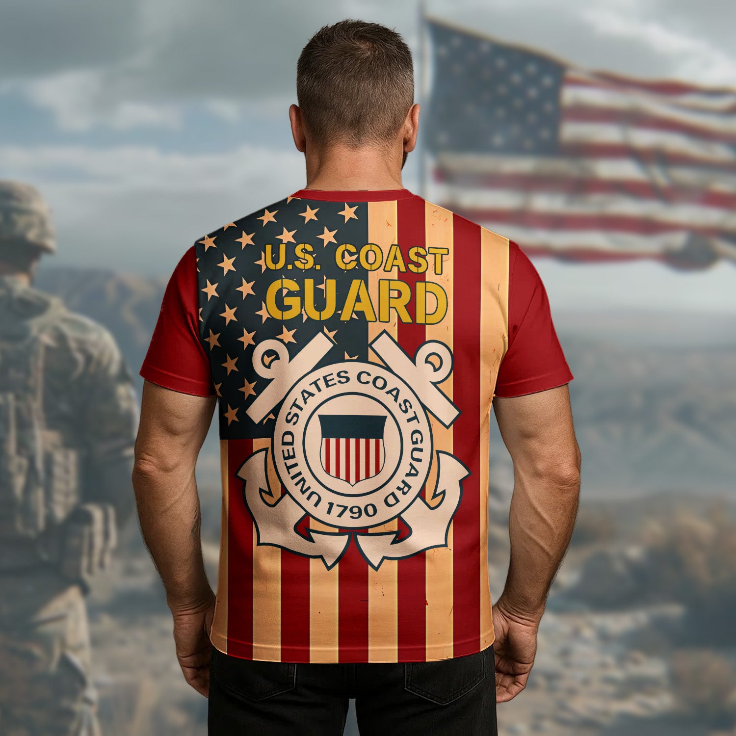 U.S. Coast Guard Semper Paratus Always Ready to Serve Protect and Defend America’s Shores All-over Print T-Shirt