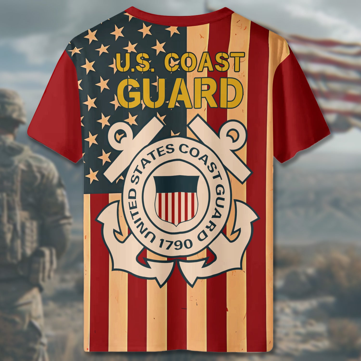 U.S. Coast Guard Semper Paratus Always Ready to Serve Protect and Defend America’s Shores All-over Print T-Shirt
