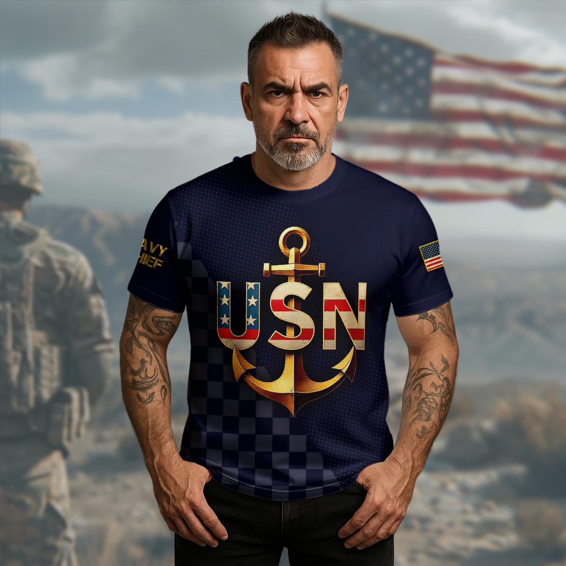 It Cannot Be Inherited or Bought I Earned It with Blood Sweat and Tears I Am Forever a Navy Chief All-over Print T-Shirt