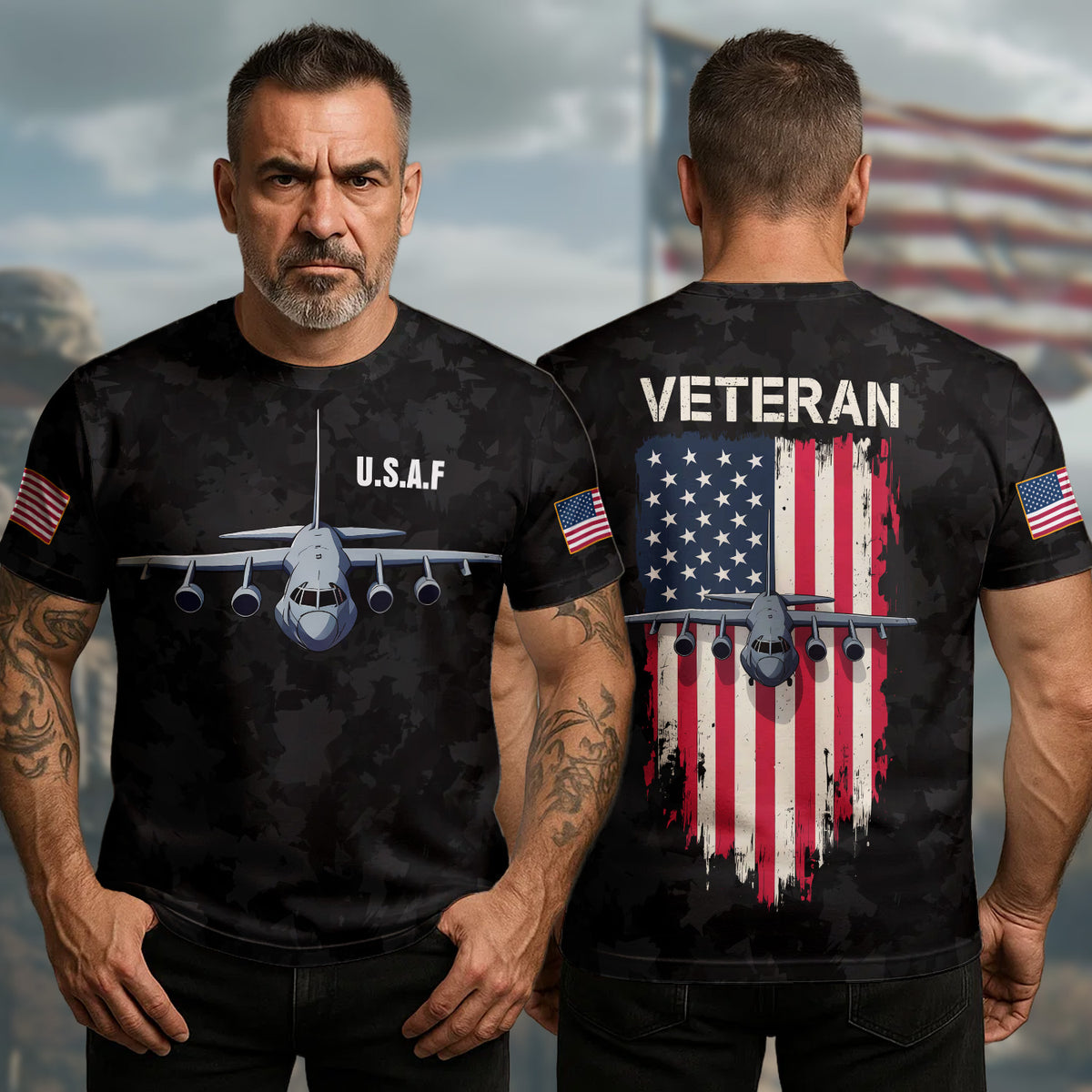 U.S.A.F. Veteran Proudly All-over Print T-Shirt Main image