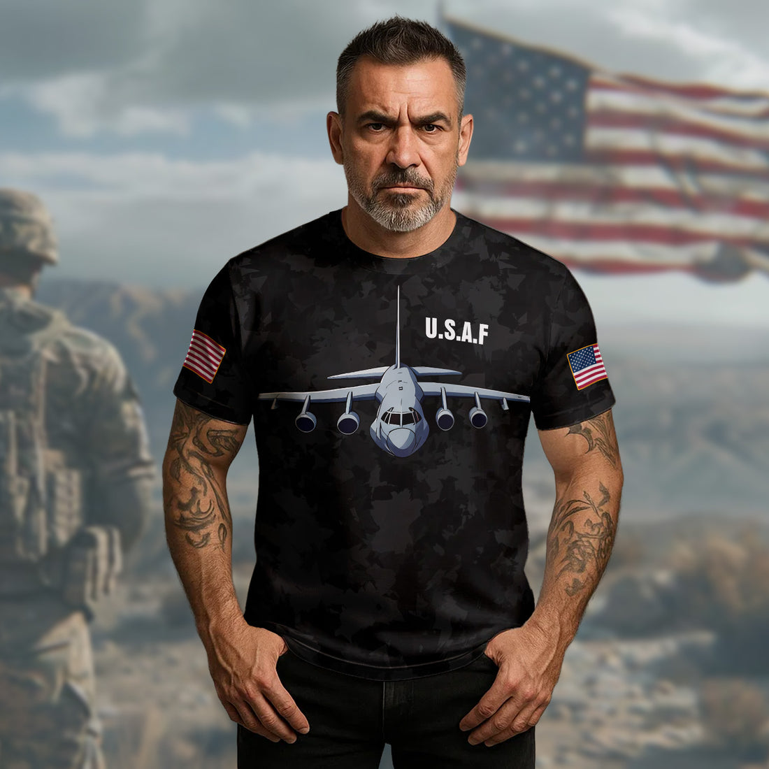 U.S.A.F. Veteran Proudly All-over Print T-Shirt