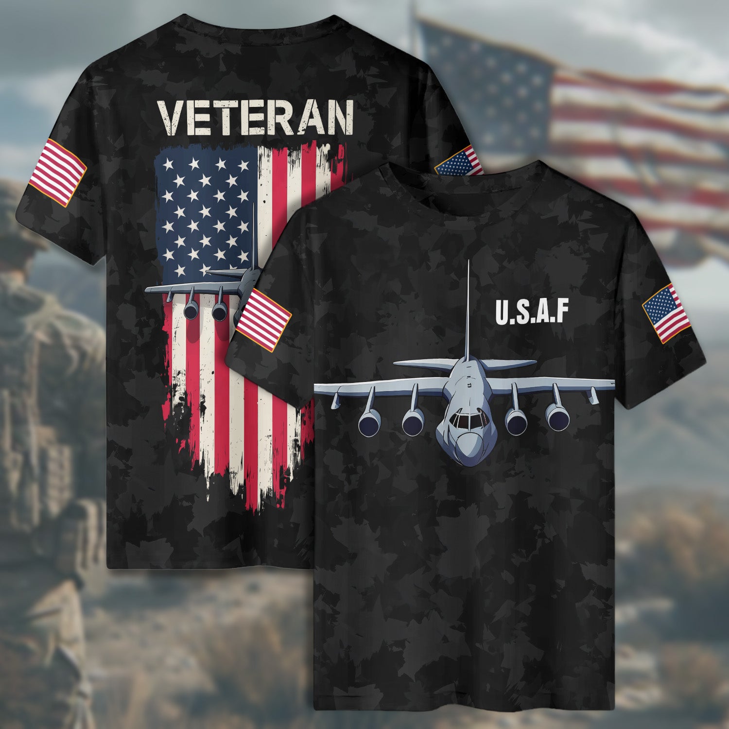 U.S.A.F. Veteran Proudly All-over Print T-Shirt