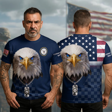 US Navy Veteran Service Proud US Military Veteran Honor Courage Commitment Sacrifice Always All-over Print T-Shirt