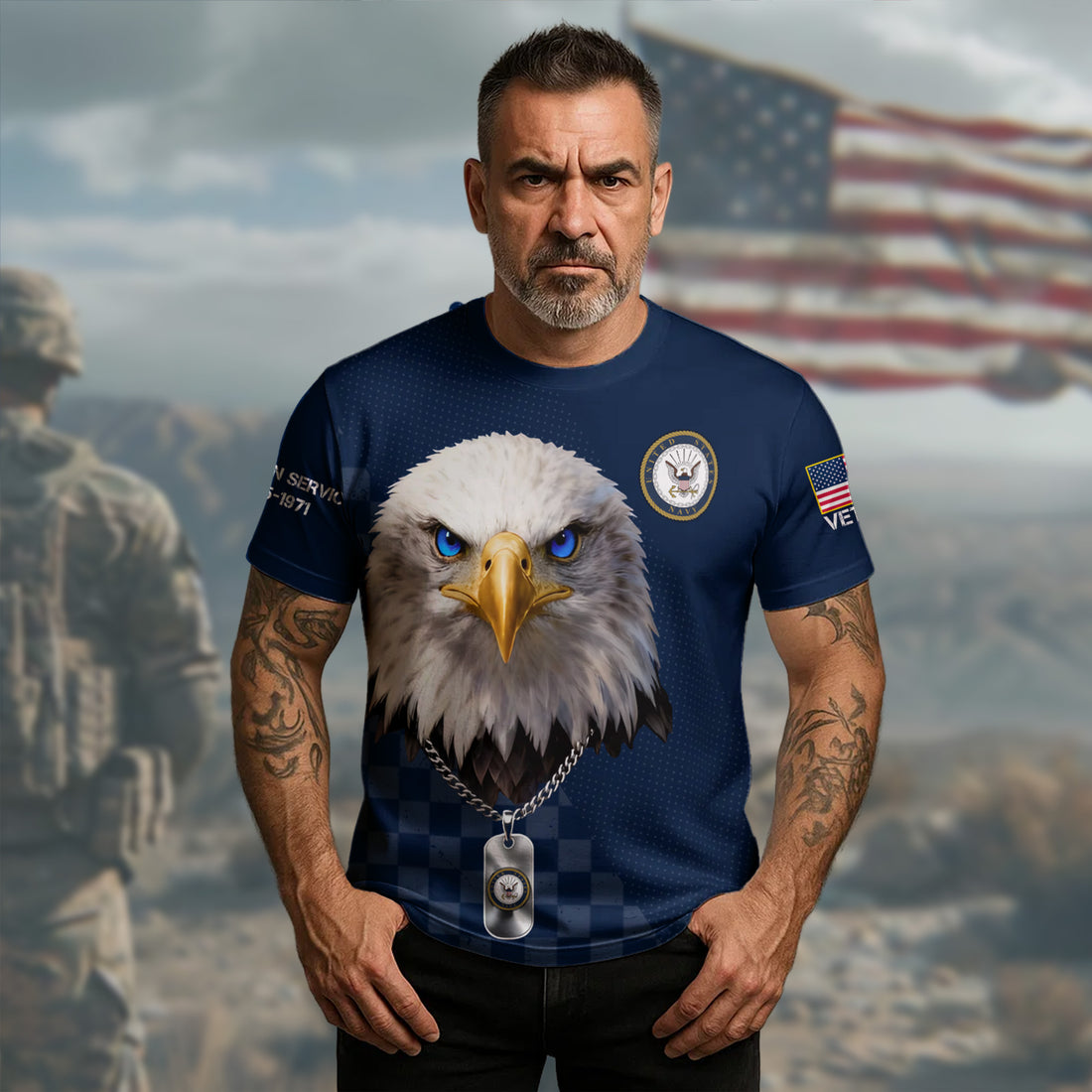 US Navy Veteran Service Proud US Military Veteran Honor Courage Commitment Sacrifice Always All-over Print T-Shirt