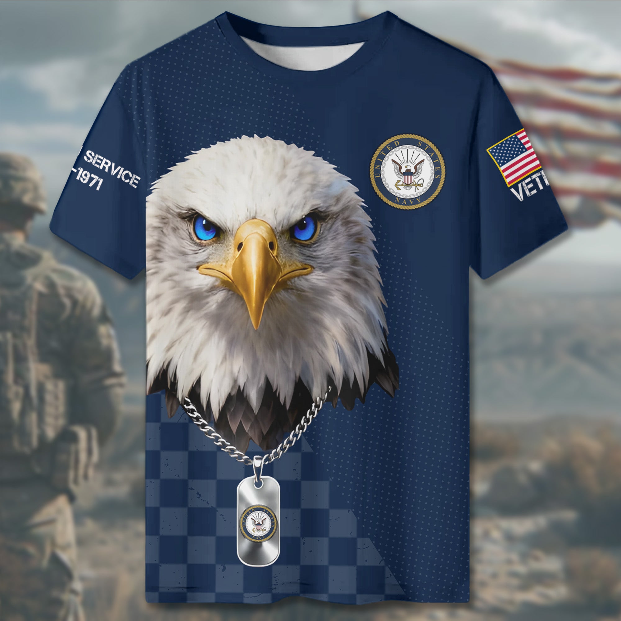 US Navy Veteran Service Proud US Military Veteran Honor Courage Commitment Sacrifice Always All-over Print T-Shirt
