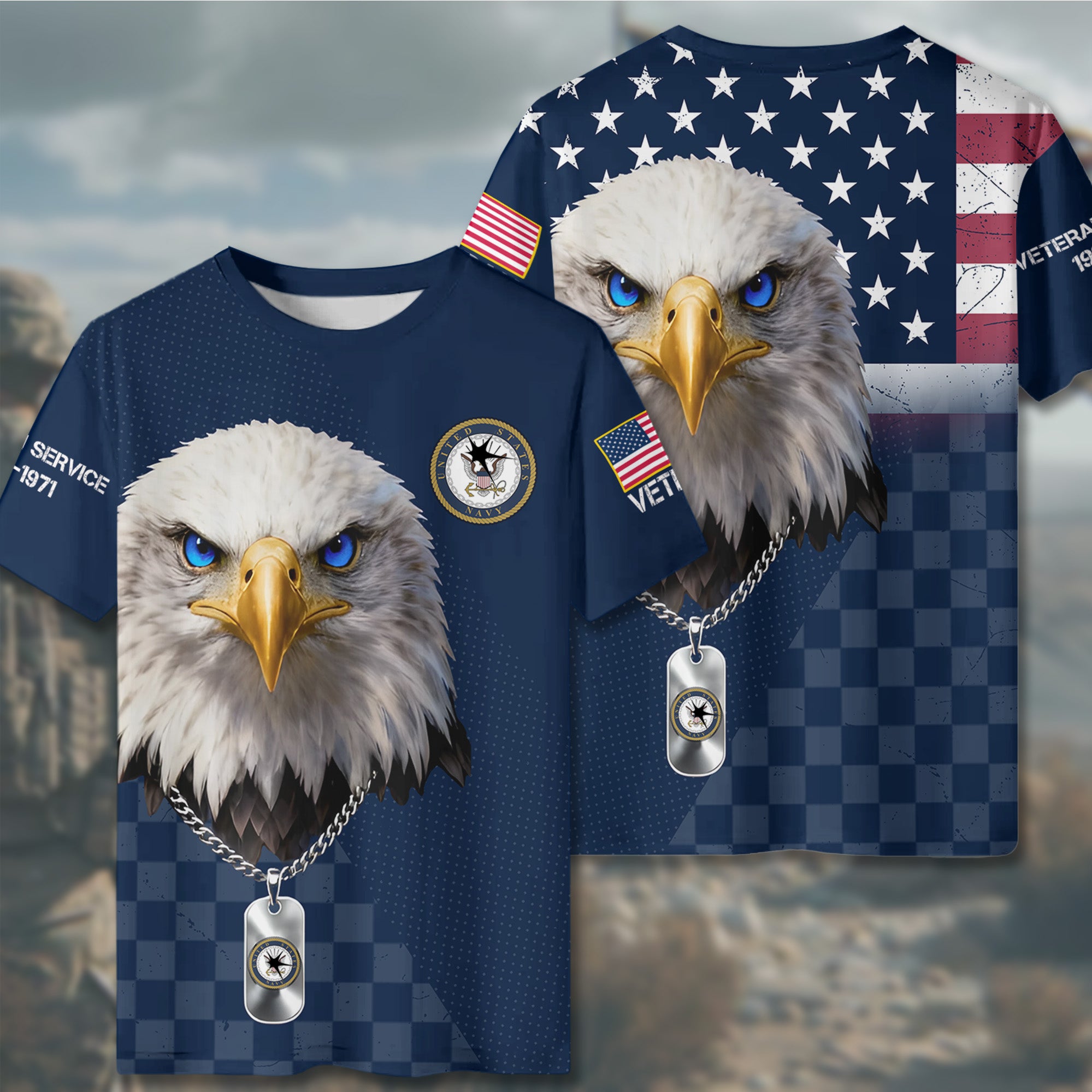 US Navy Veteran Service Proud US Military Veteran Honor Courage Commitment Sacrifice Always All-over Print T-Shirt