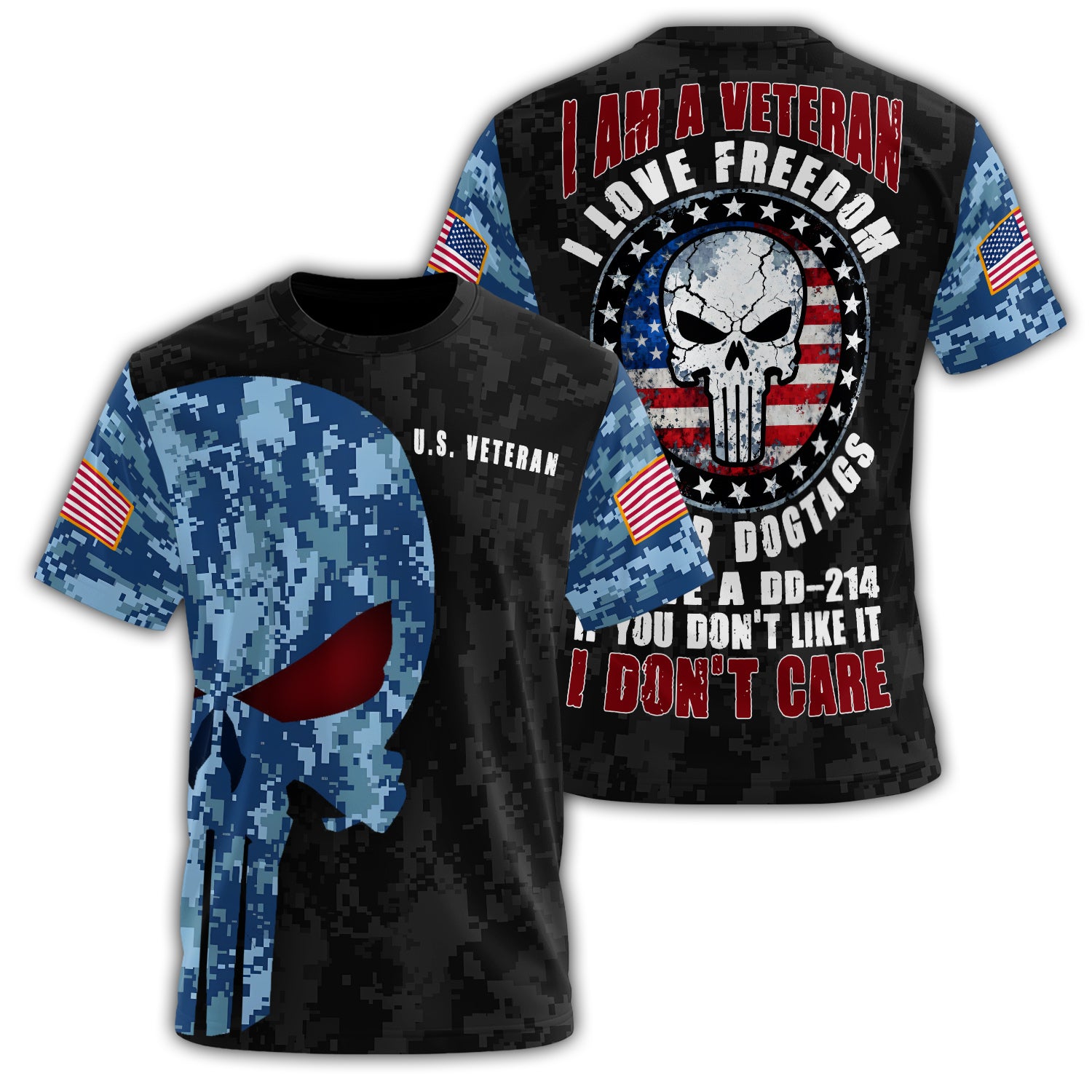 Bold Tribute to U.S. Veterans All-over Print T-Shirt