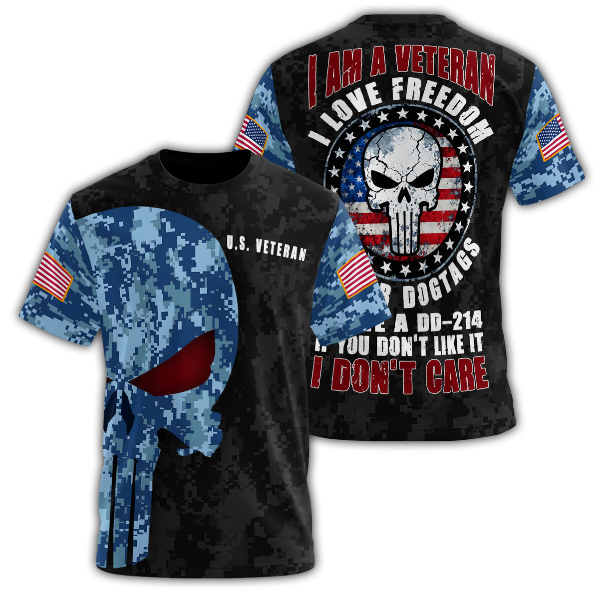 Bold Tribute to U.S. Veterans All-over Print T-Shirt Main image