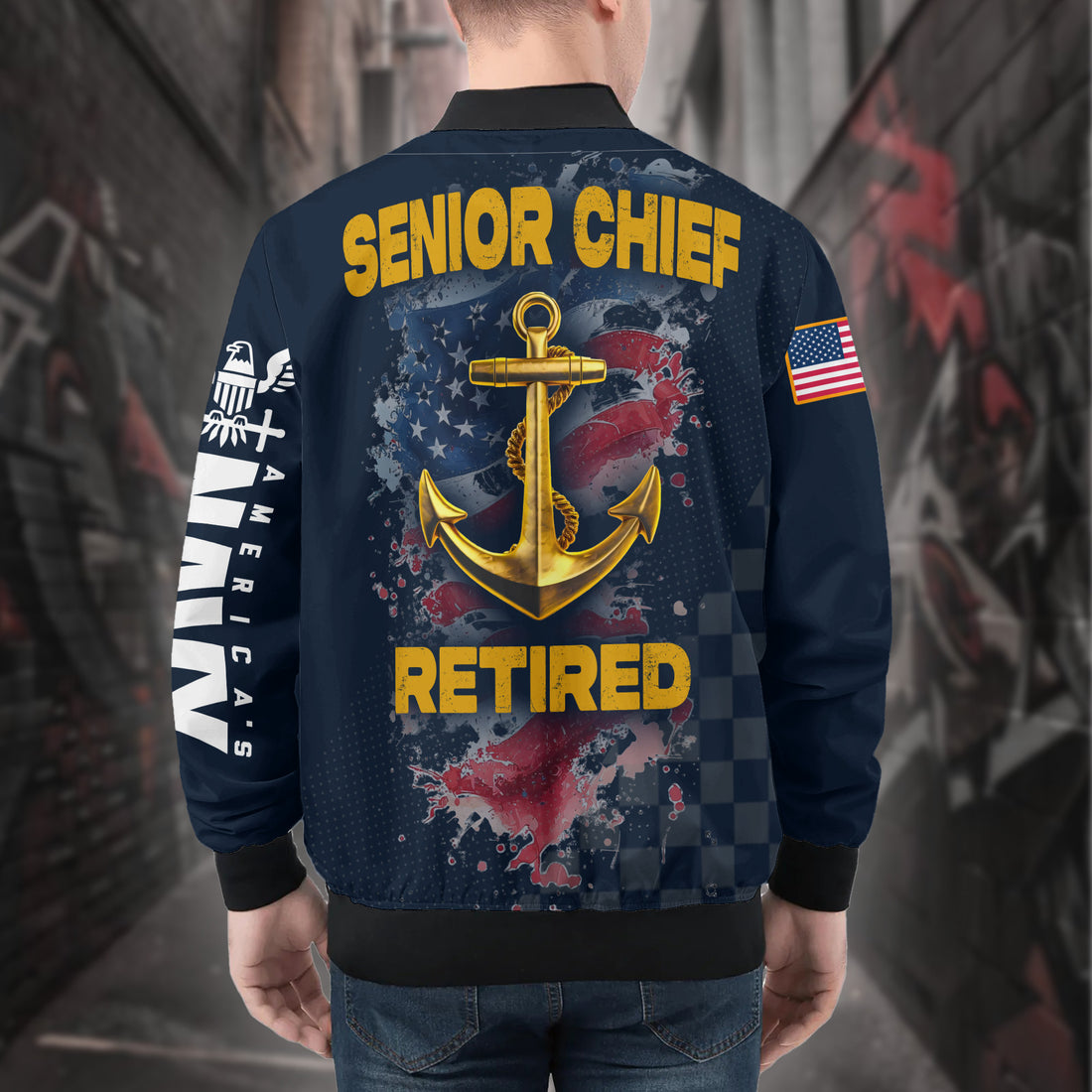 U.S. Navy Senior Chief All-over Print Bomber Jacket