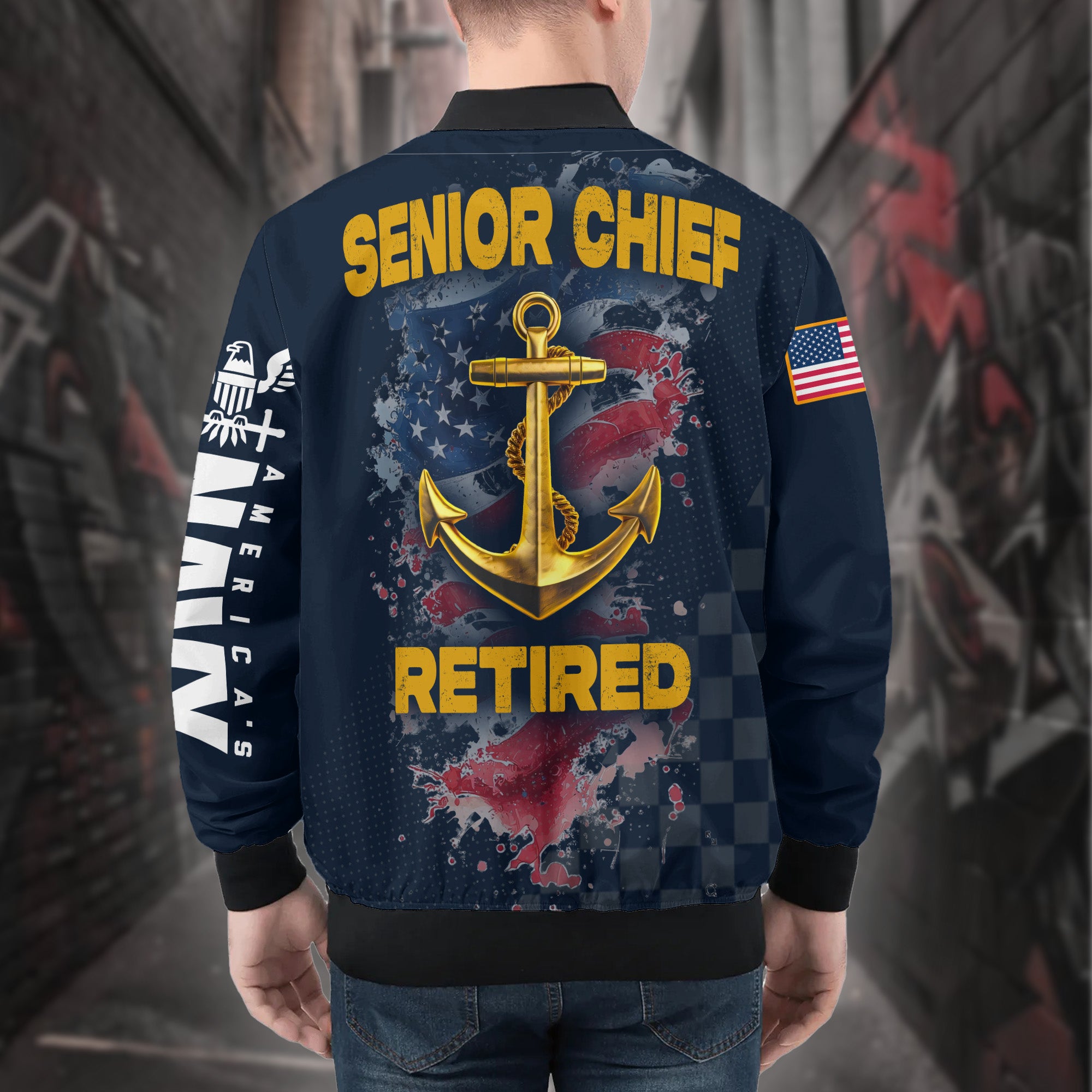U.S. Navy Senior Chief All-over Print Bomber Jacket