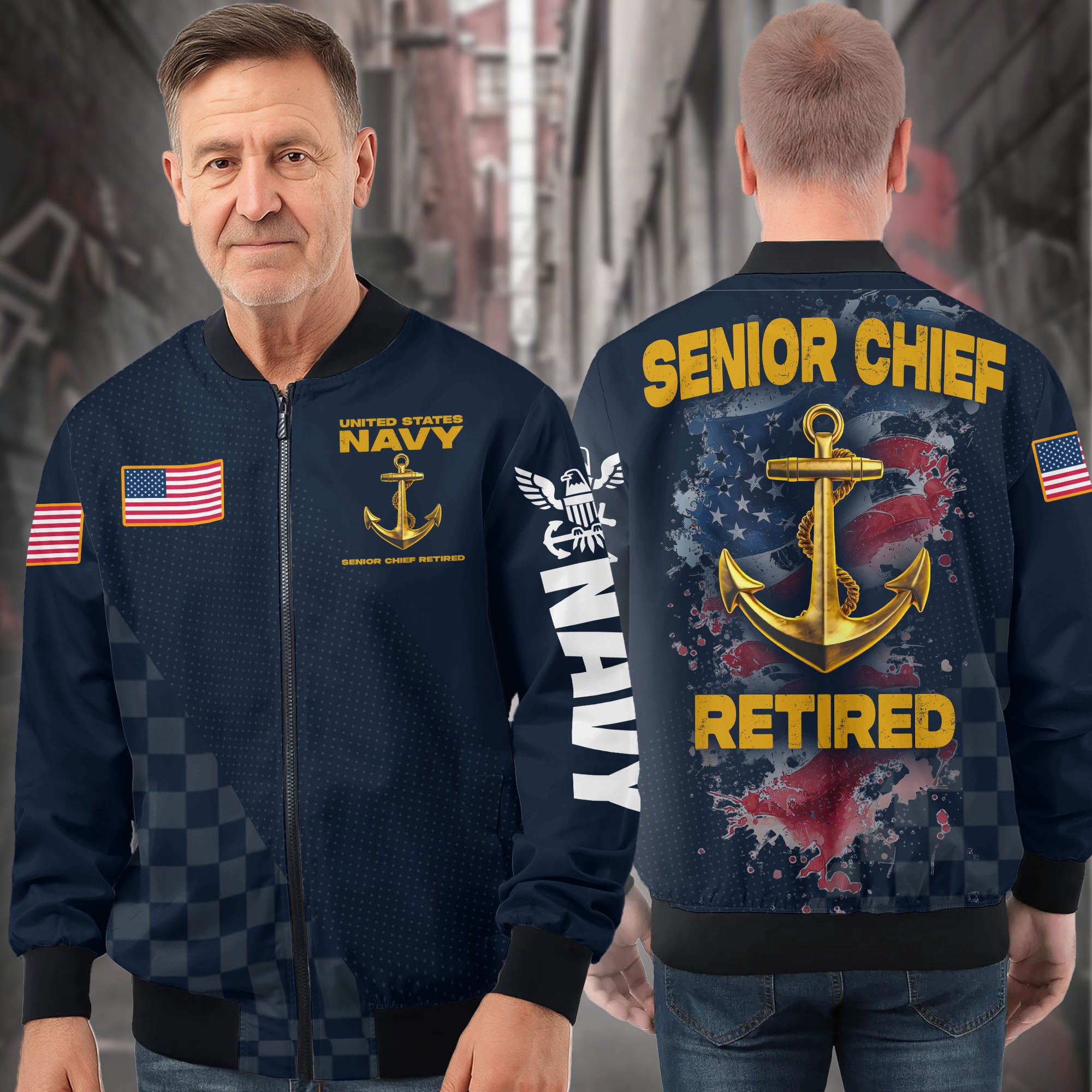 U.S. Navy Senior Chief All-over Print Bomber Jacket