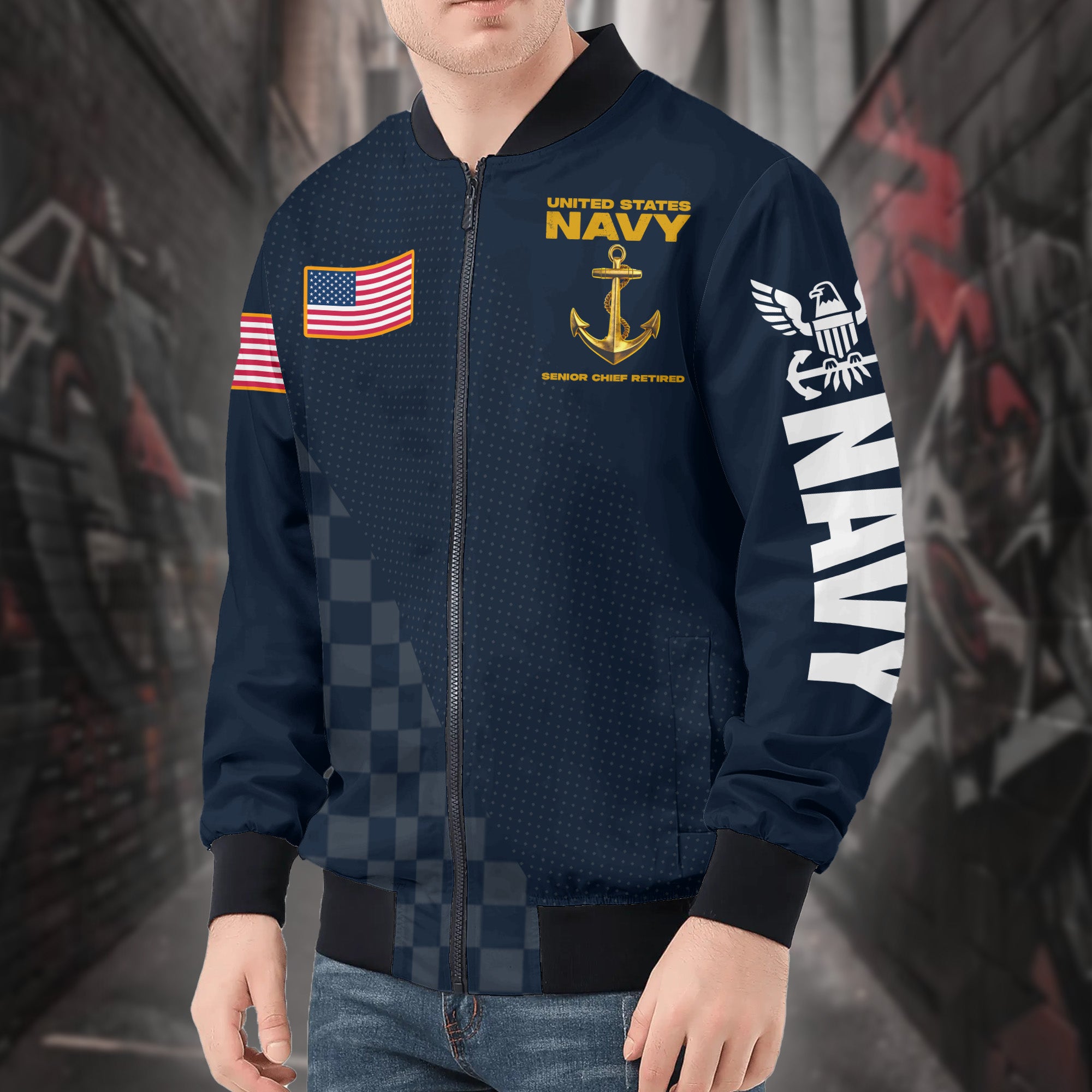 U.S. Navy Senior Chief All-over Print Bomber Jacket