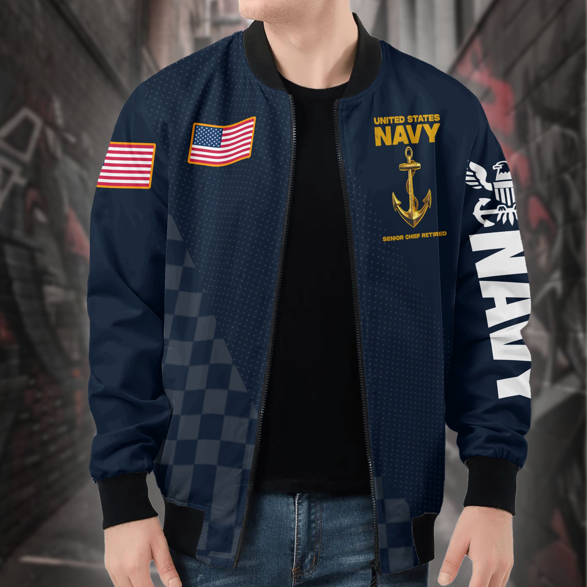U.S. Navy Senior Chief All-over Print Bomber Jacket