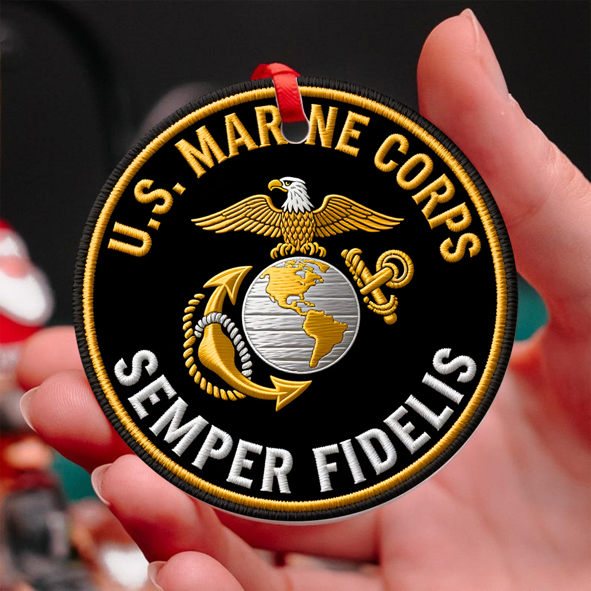 U.S. Marine Corps Semper Fidelis Always Faithful Proud Veteran Spirit of Honor and Loyalty Ornament