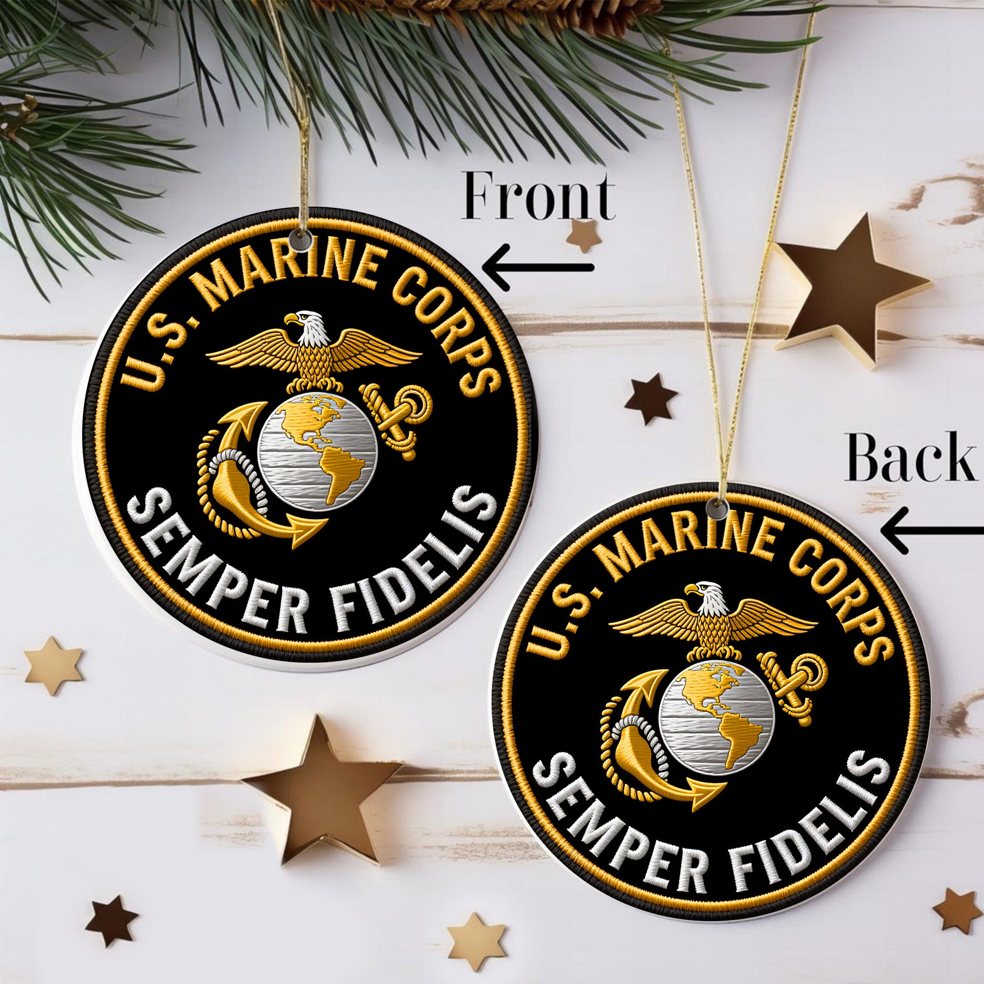 U.S. Marine Corps Semper Fidelis Always Faithful Proud Veteran Spirit of Honor and Loyalty Ornament