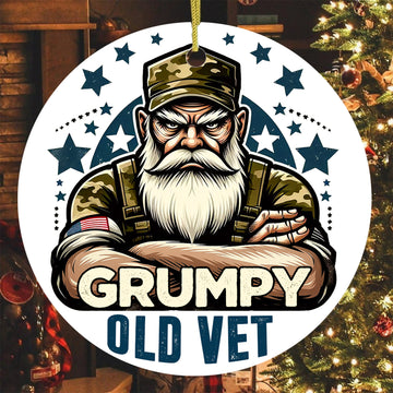 Grumpy Old Vet Military Veteran Patriotic American Flag Bald Eagle Freedom Proud Veteran Ornament