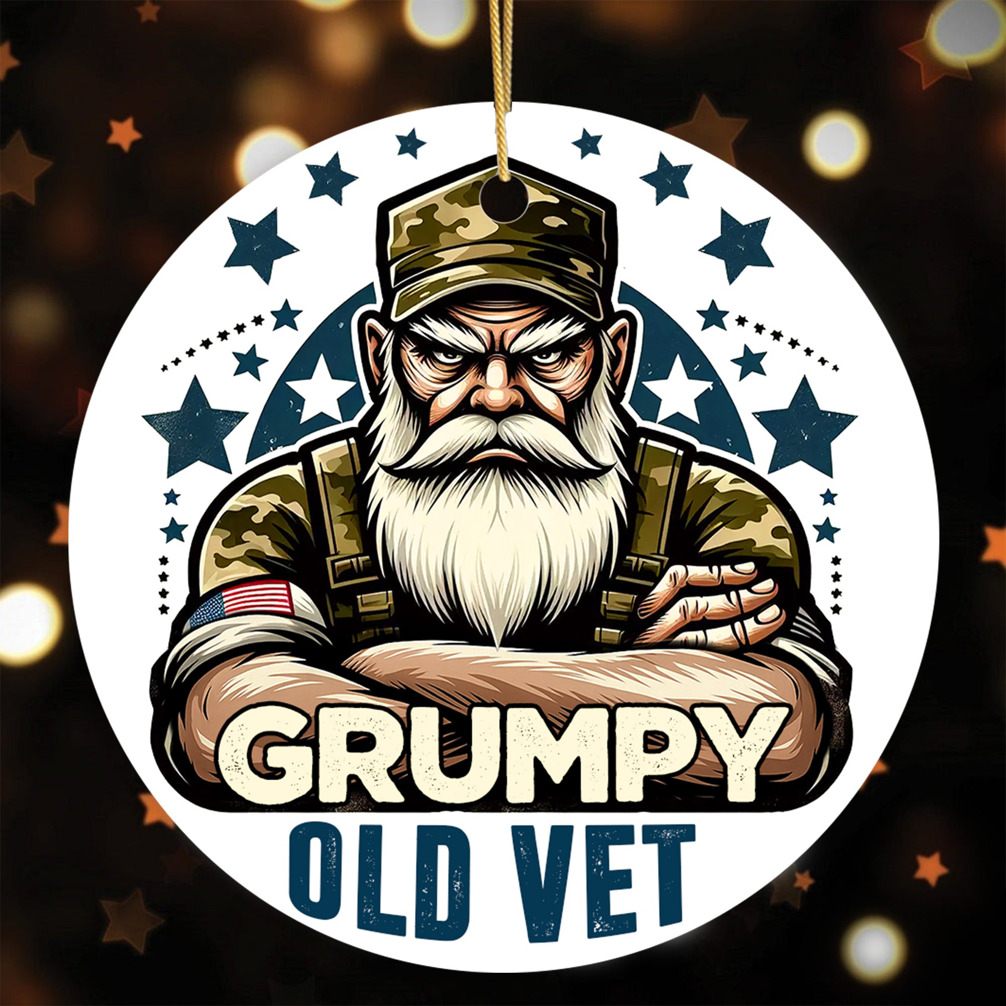Grumpy Old Vet Military Veteran Patriotic American Flag Bald Eagle Freedom Proud Veteran Ornament