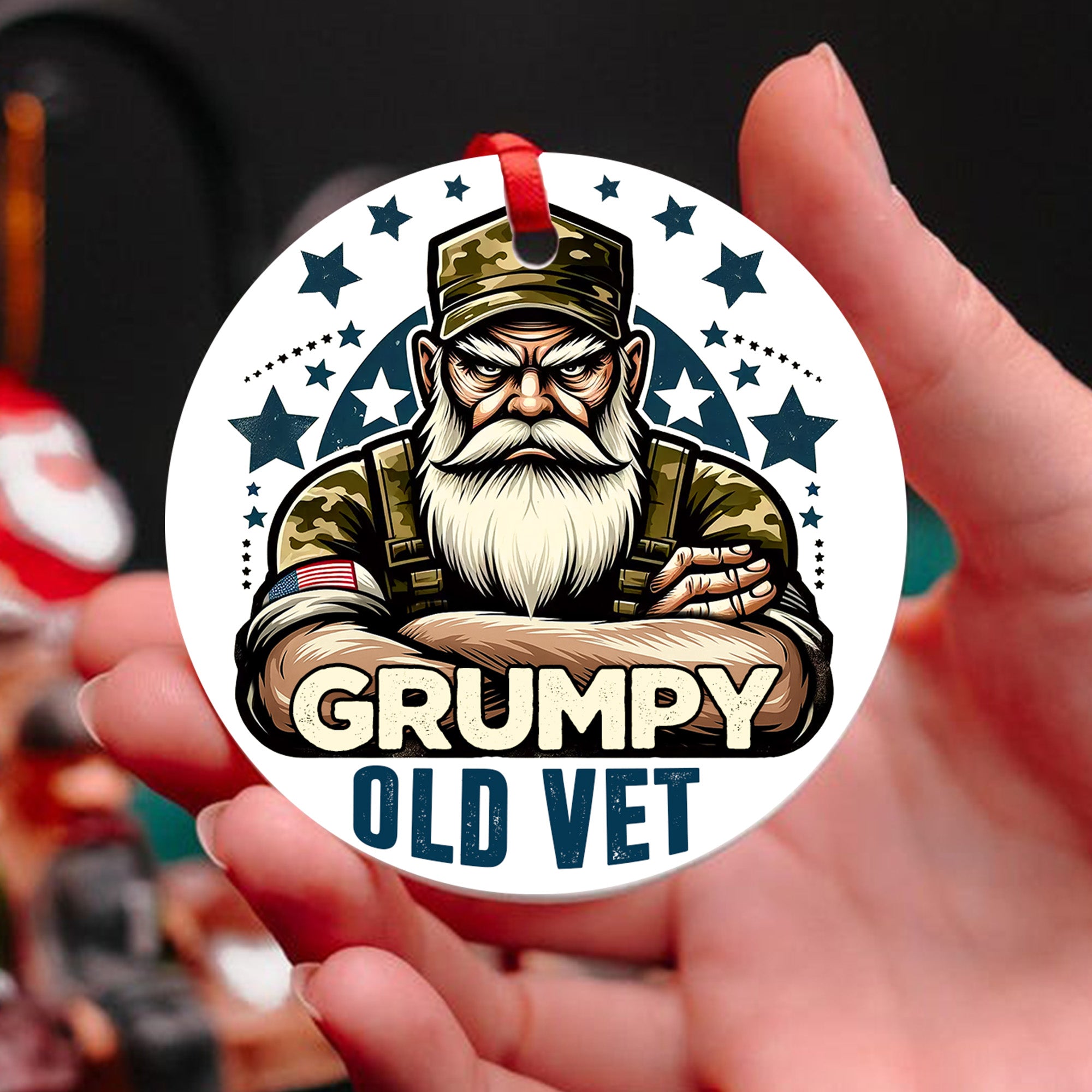 Grumpy Old Vet Military Veteran Patriotic American Flag Bald Eagle Freedom Proud Veteran Ornament