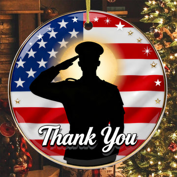 Thank You For Your Service Military Patriotic Veteran Appreciation American Flag Freedom Ornament