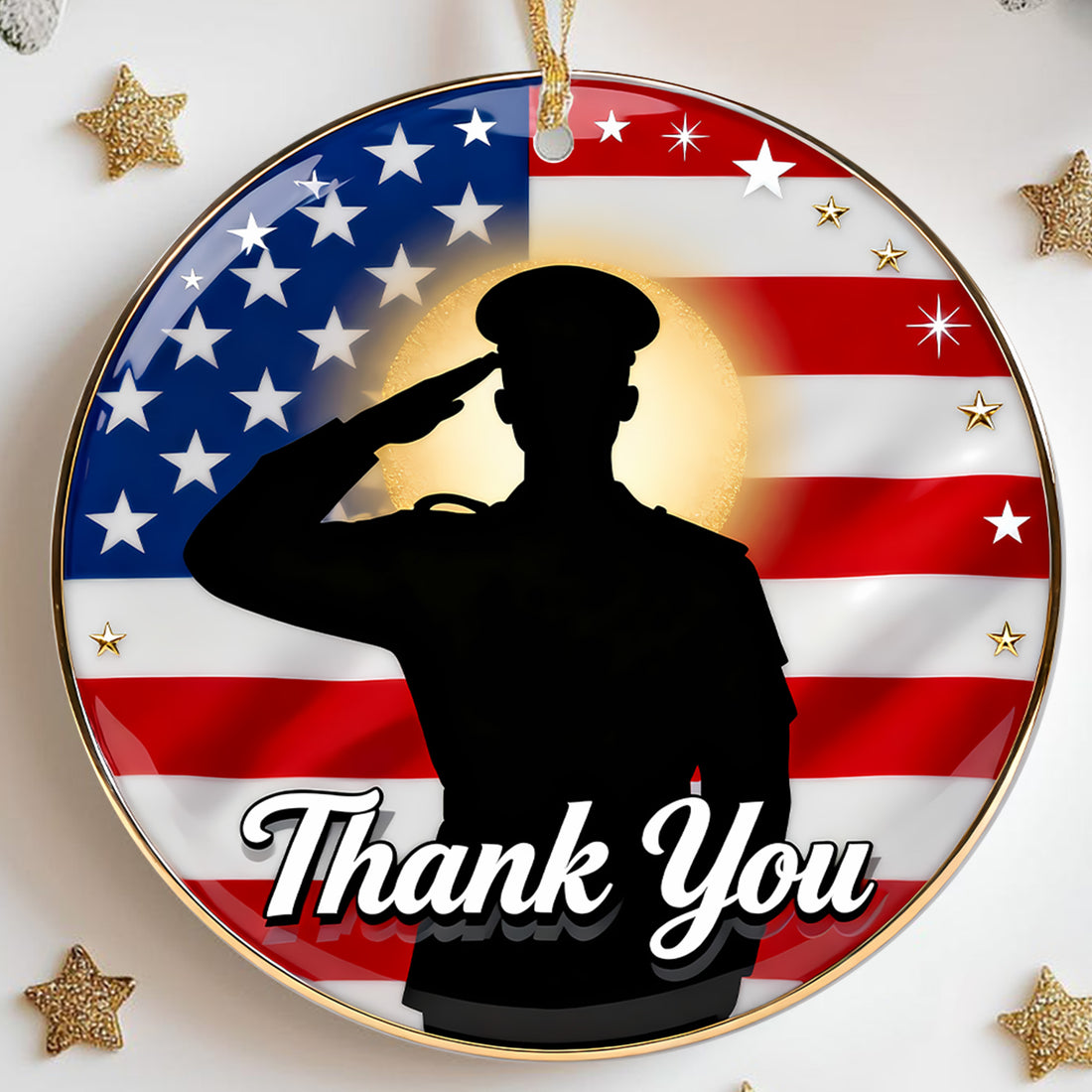 Thank You For Your Service Military Patriotic Veteran Appreciation American Flag Freedom Ornament