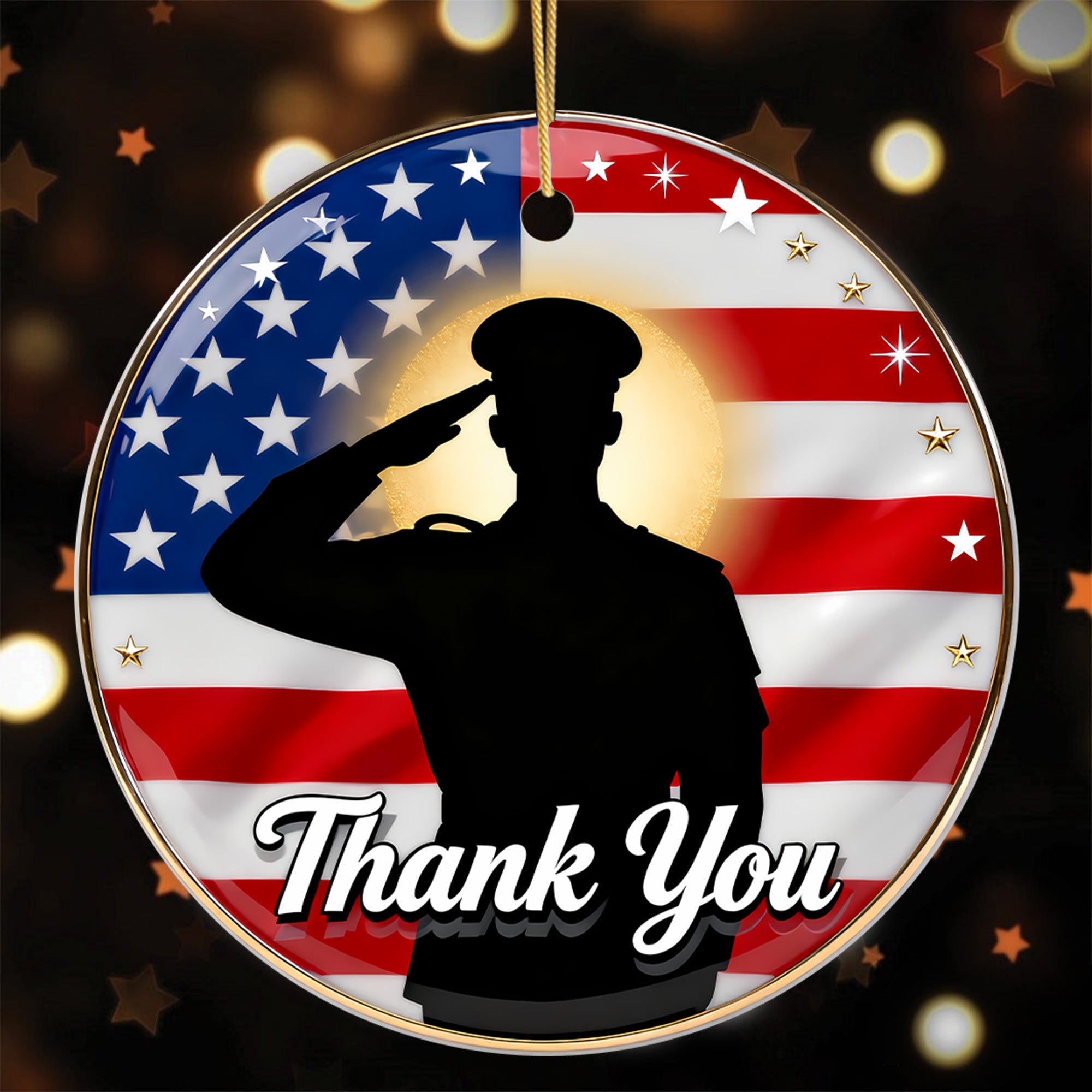 Thank You For Your Service Military Patriotic Veteran Appreciation American Flag Freedom Ornament