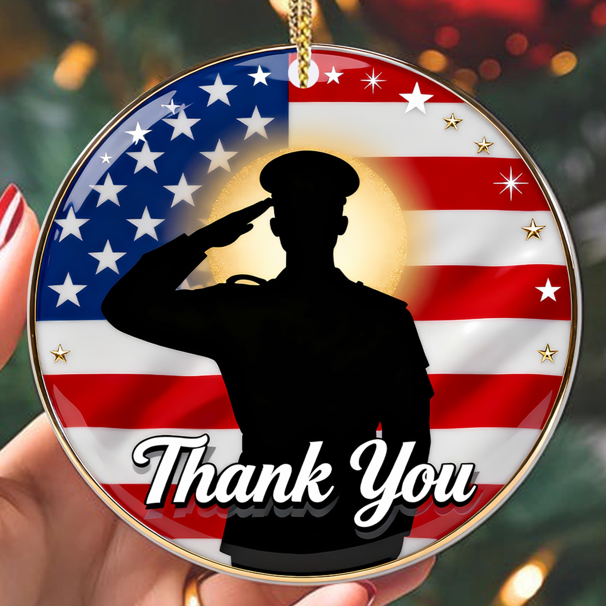Thank You For Your Service Military Patriotic Veteran Appreciation American Flag Freedom Ornament