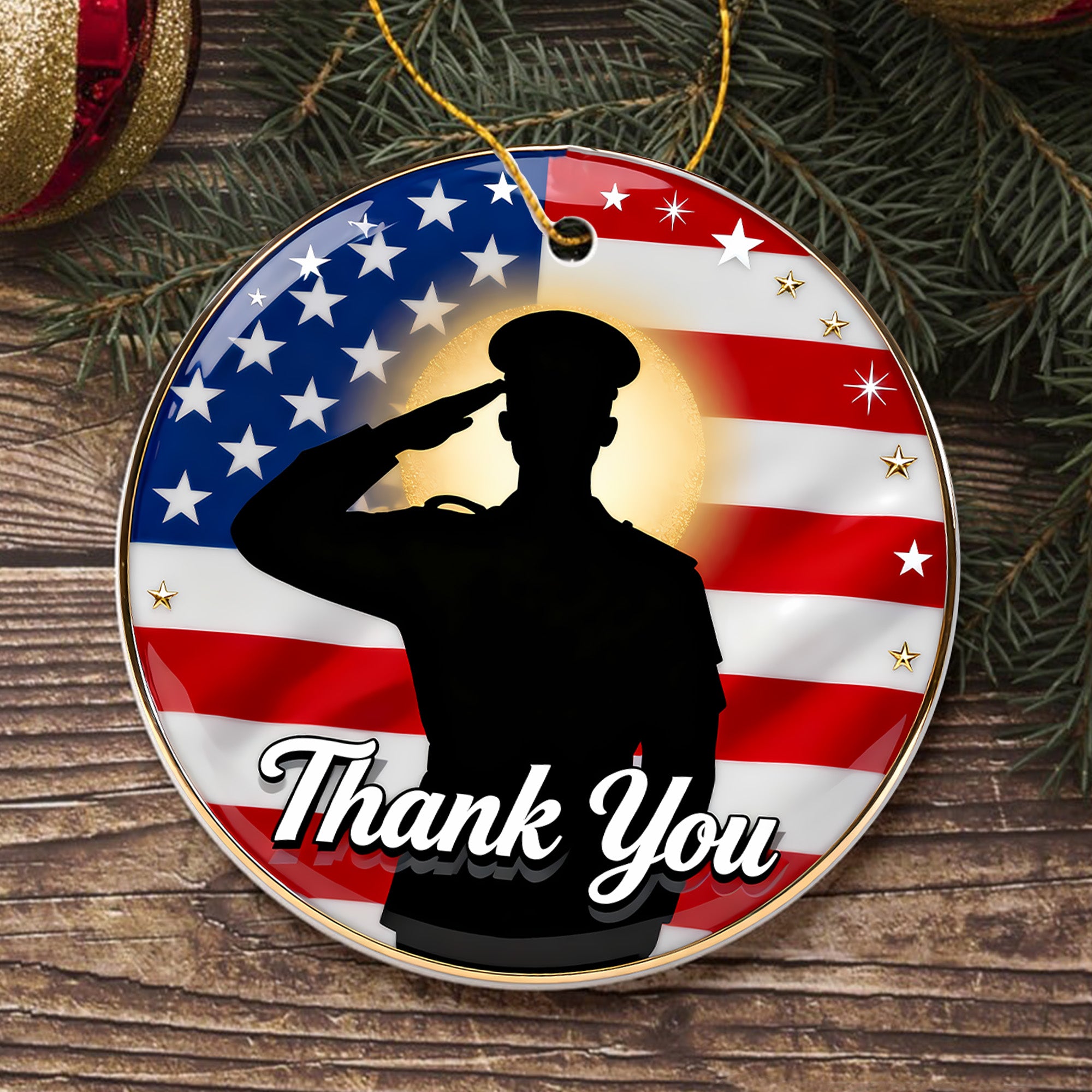 Thank You For Your Service Military Patriotic Veteran Appreciation American Flag Freedom Ornament