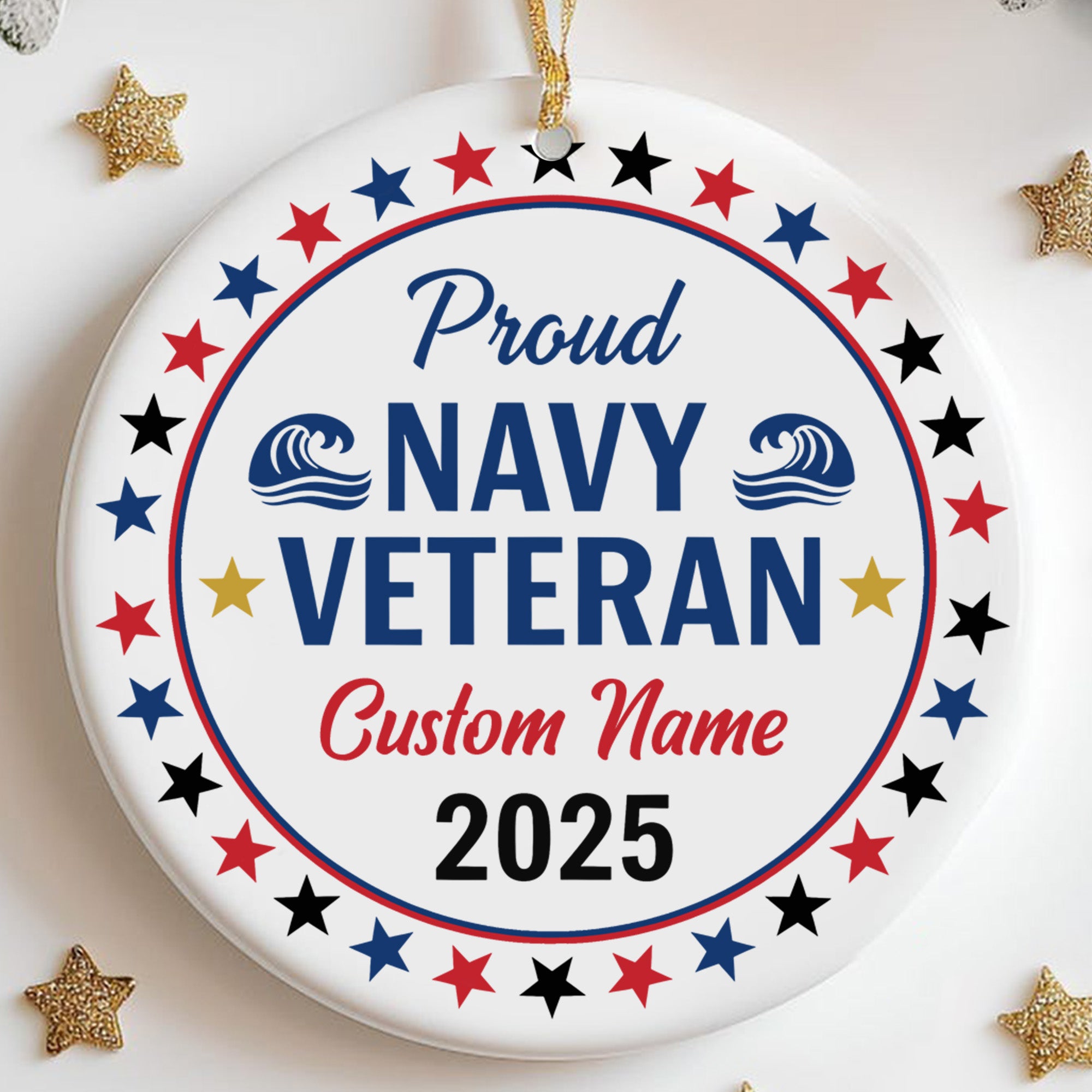 Proud Navy Veteran US Military Honor Courage Sacrifice Service Loyalty Never Forgotten Personalized Ornament