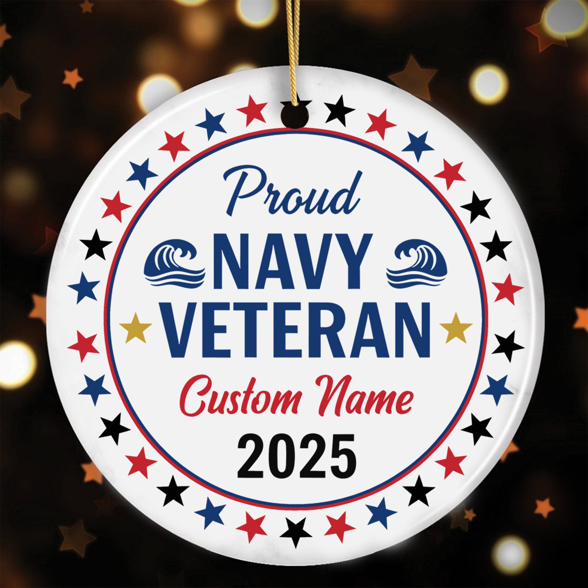 Proud Navy Veteran US Military Honor Courage Sacrifice Service Loyalty Never Forgotten Personalized Ornament