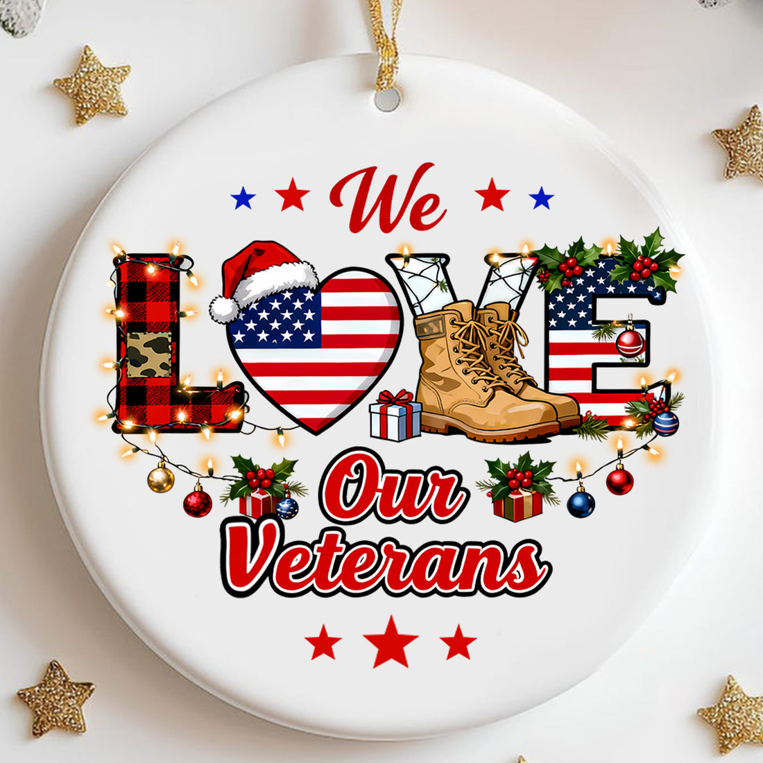 Veteran Pride American Flag Ornament