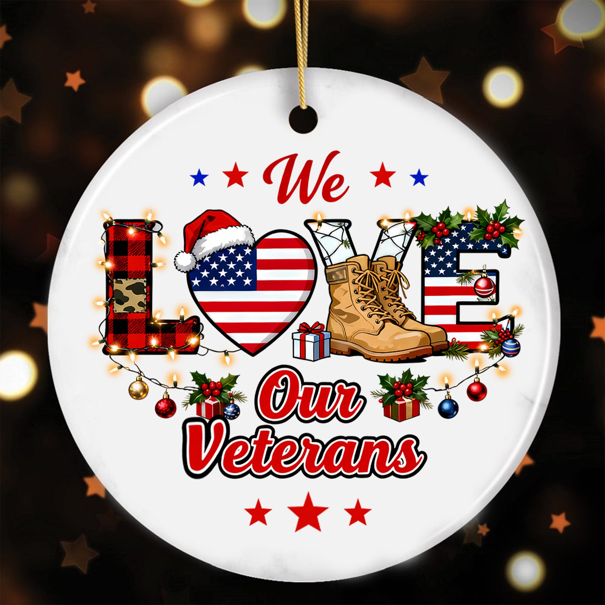 Veteran Pride American Flag Ornament