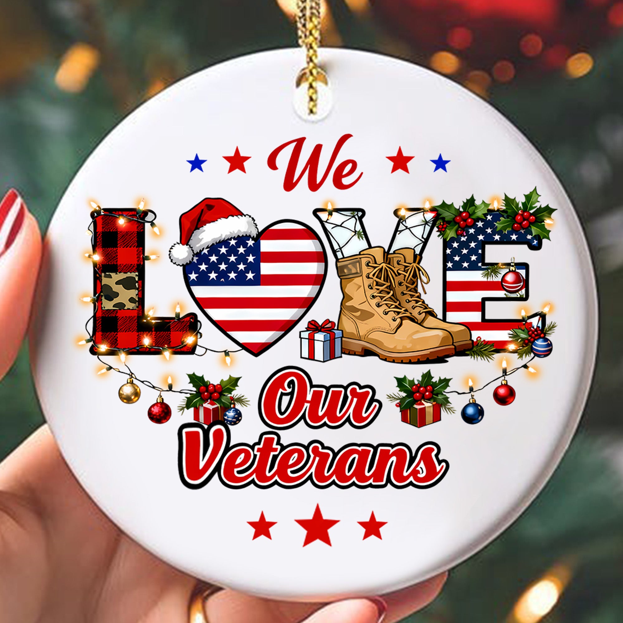 Veteran Pride American Flag Ornament