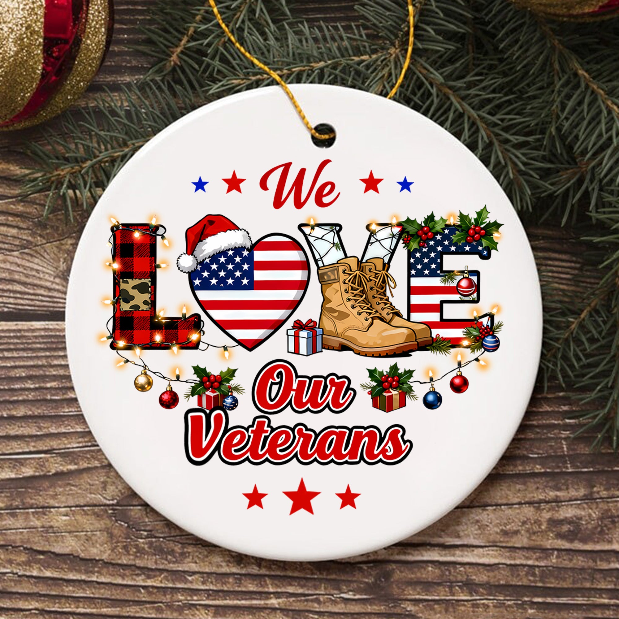 Veteran Pride American Flag Ornament