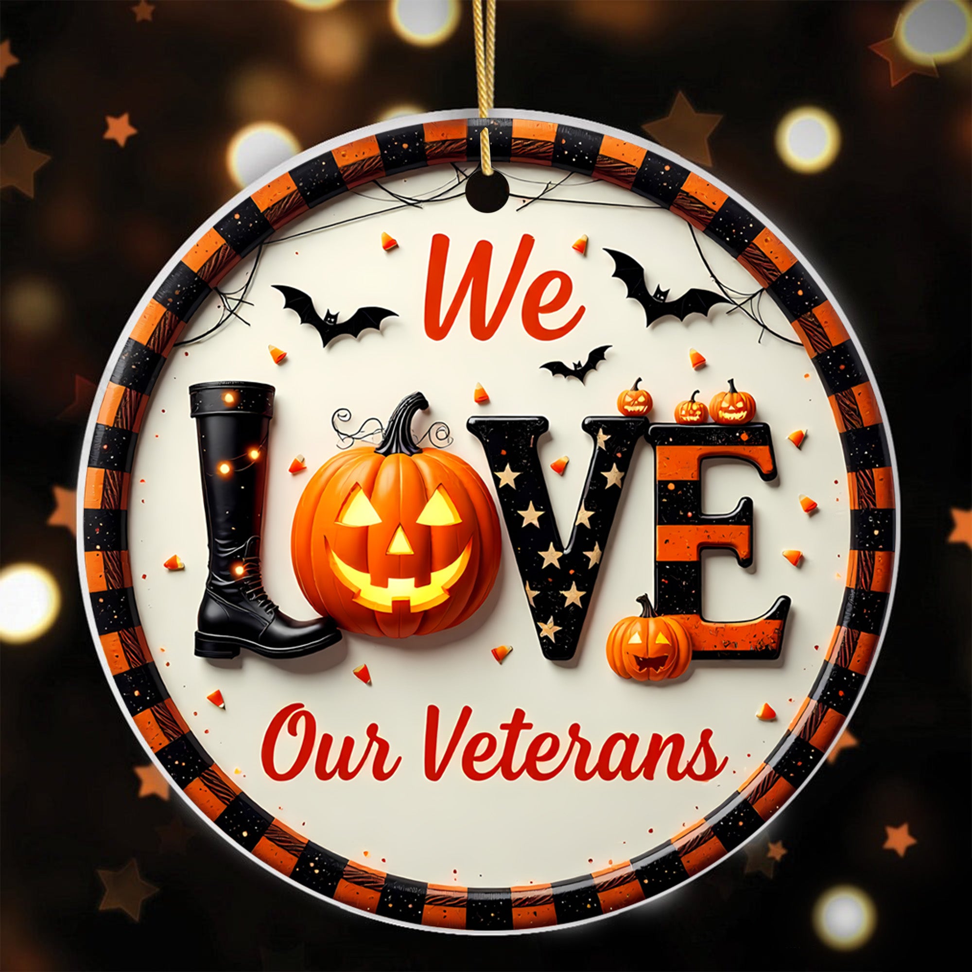 We Love Our Veterans Proud US Military Veteran Grateful Nation Honors Service and Sacrifice Ornament