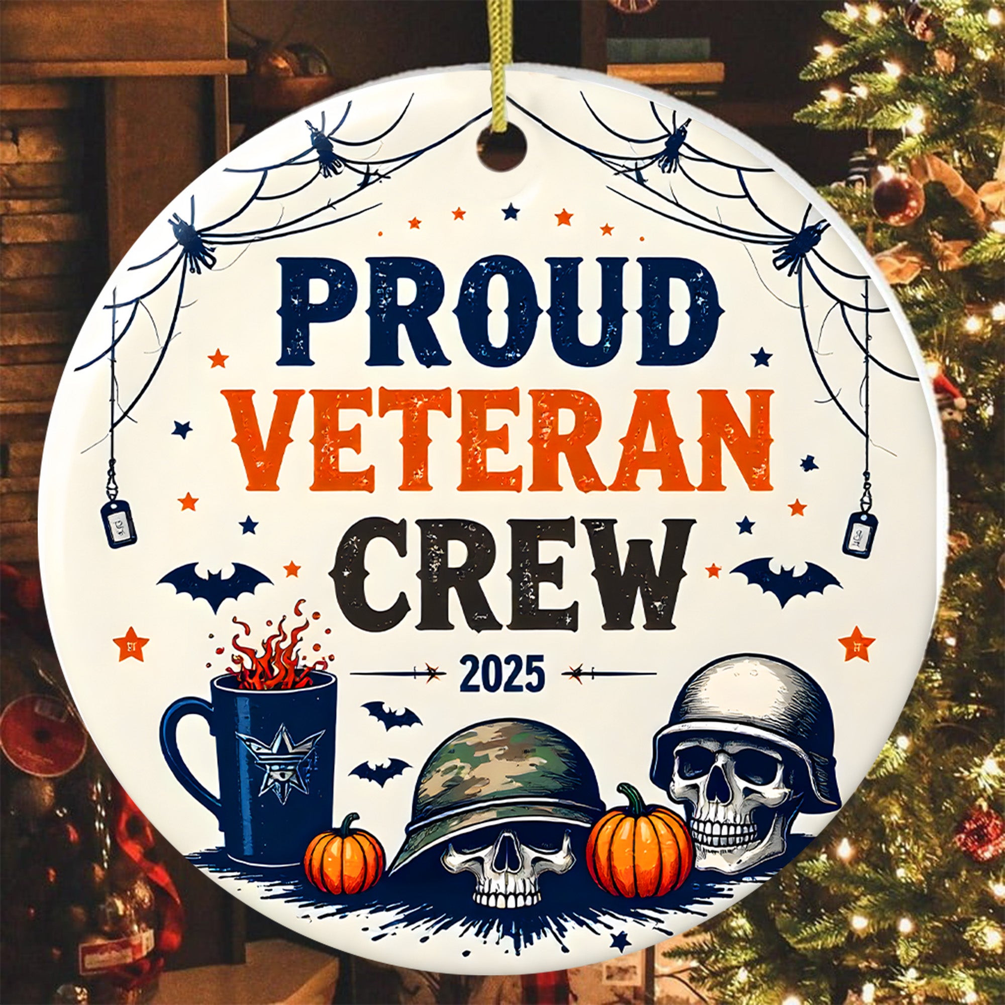 Proud Veteran Crew Proud US Military Veteran Brotherhood Loyalty Honor Runs Deep Always Ornament