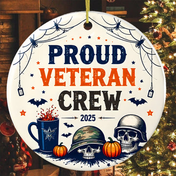 Proud Veteran Crew Proud US Military Veteran Brotherhood Loyalty Honor Runs Deep Always Ornament
