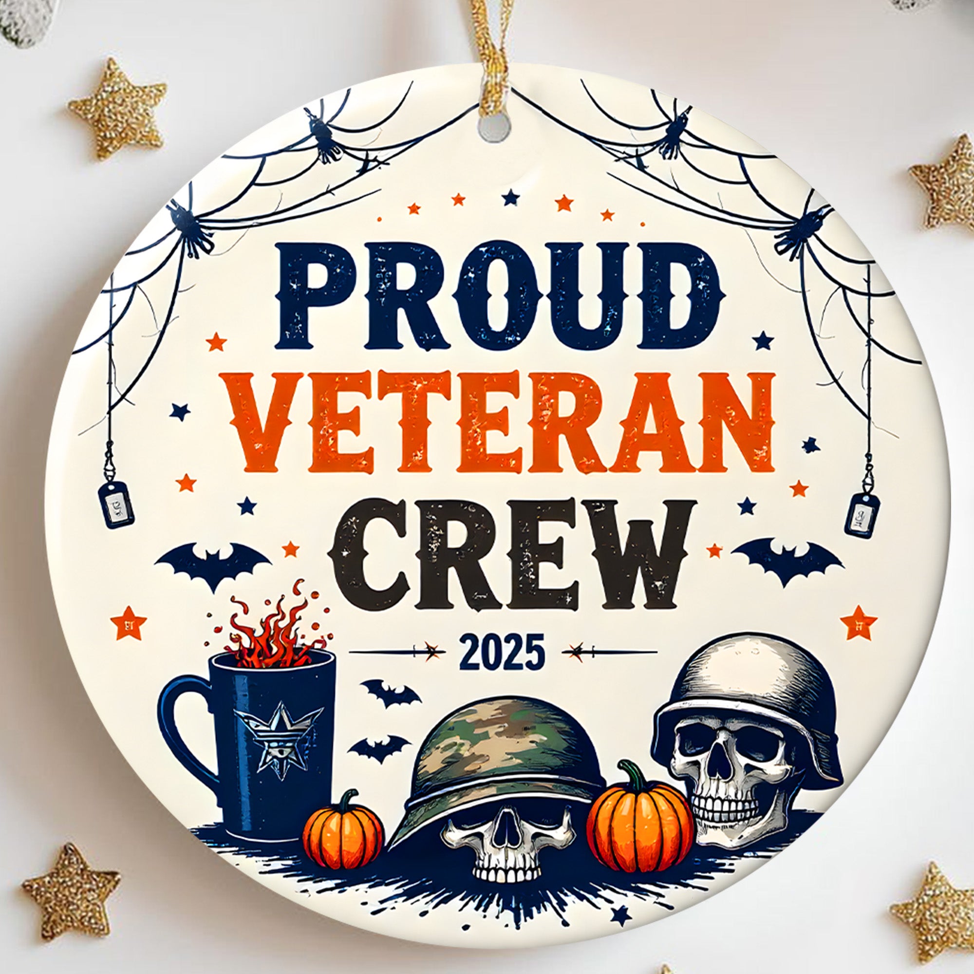 Proud Veteran Crew Proud US Military Veteran Brotherhood Loyalty Honor Runs Deep Always Ornament