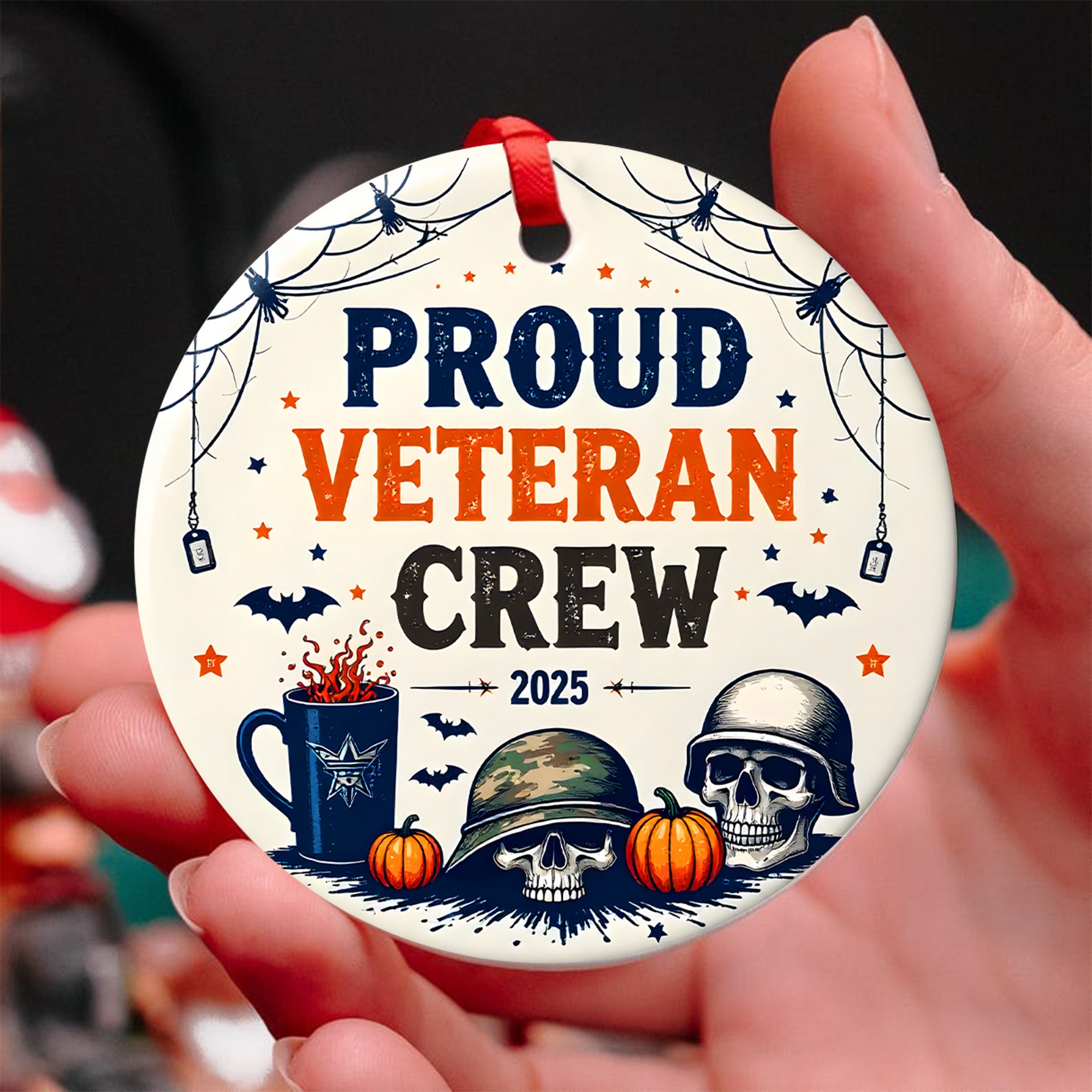 Proud Veteran Crew Proud US Military Veteran Brotherhood Loyalty Honor Runs Deep Always Ornament