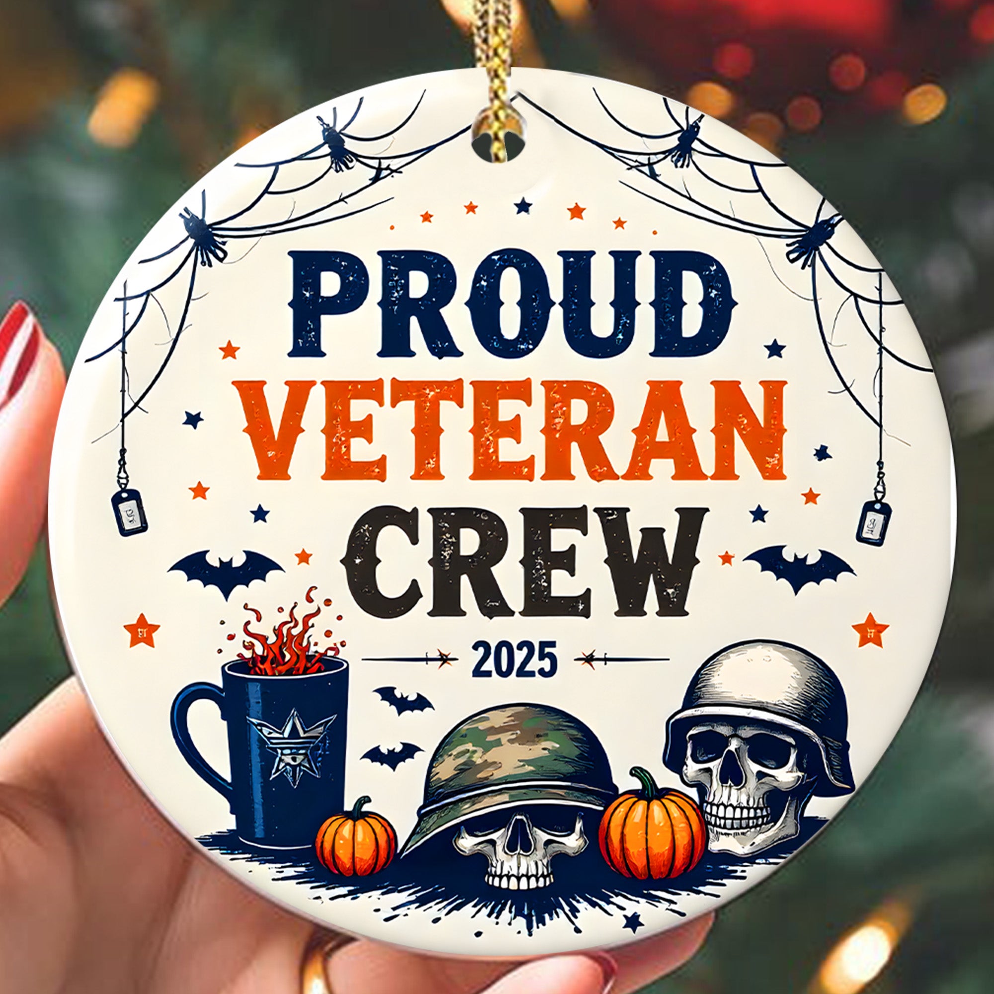 Proud Veteran Crew Proud US Military Veteran Brotherhood Loyalty Honor Runs Deep Always Ornament